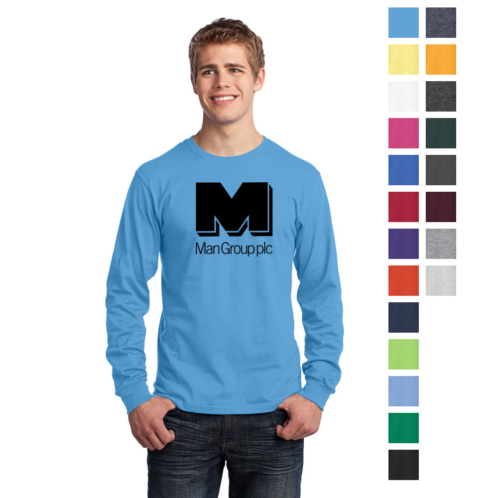 Port & Company Long Sleeve Core Cotton Tee Decorated - Sangria Pink