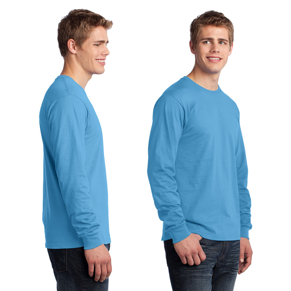 Port & Company Long Sleeve Core Cotton Tee Decorated - True Navy Blue