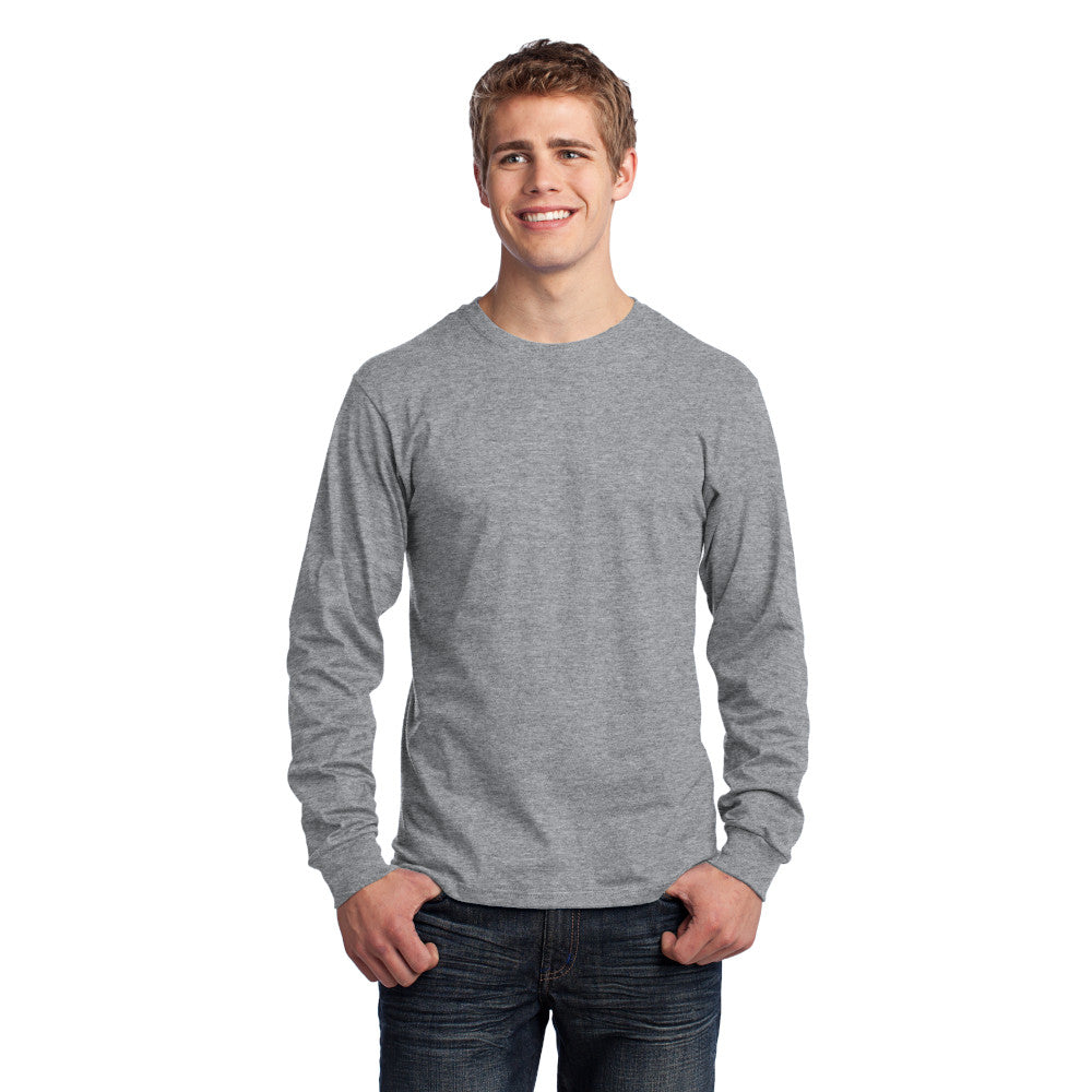 Port & Company Long Sleeve Core Cotton Tee Decorated - Yellow
