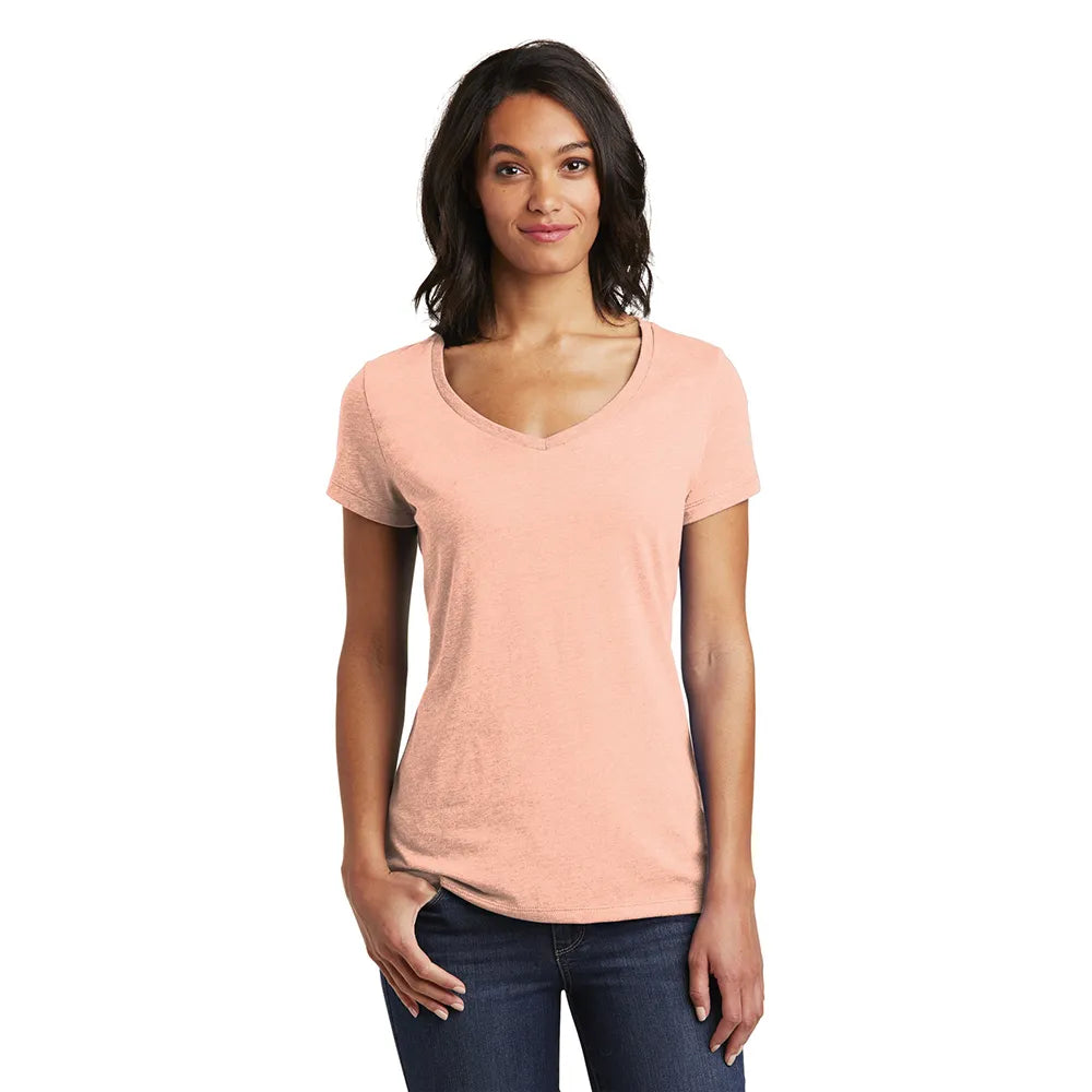 District Women’s Very Important Tee V-Neck Decorated - Fuchsia Frost Pink