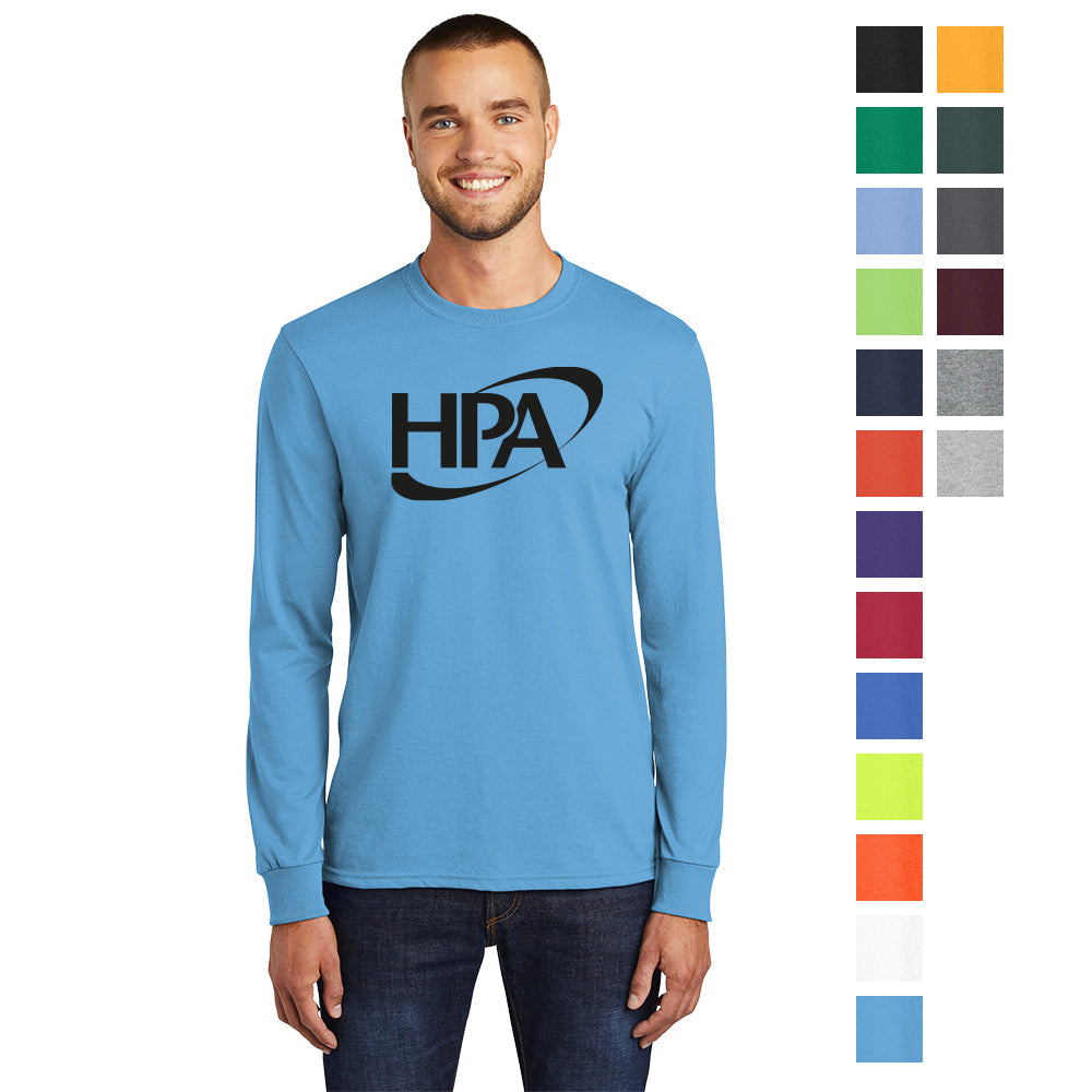 Port & Company Long Sleeve Core Blend Tee Decorated - Aquatic Blue (PMS 2389C)