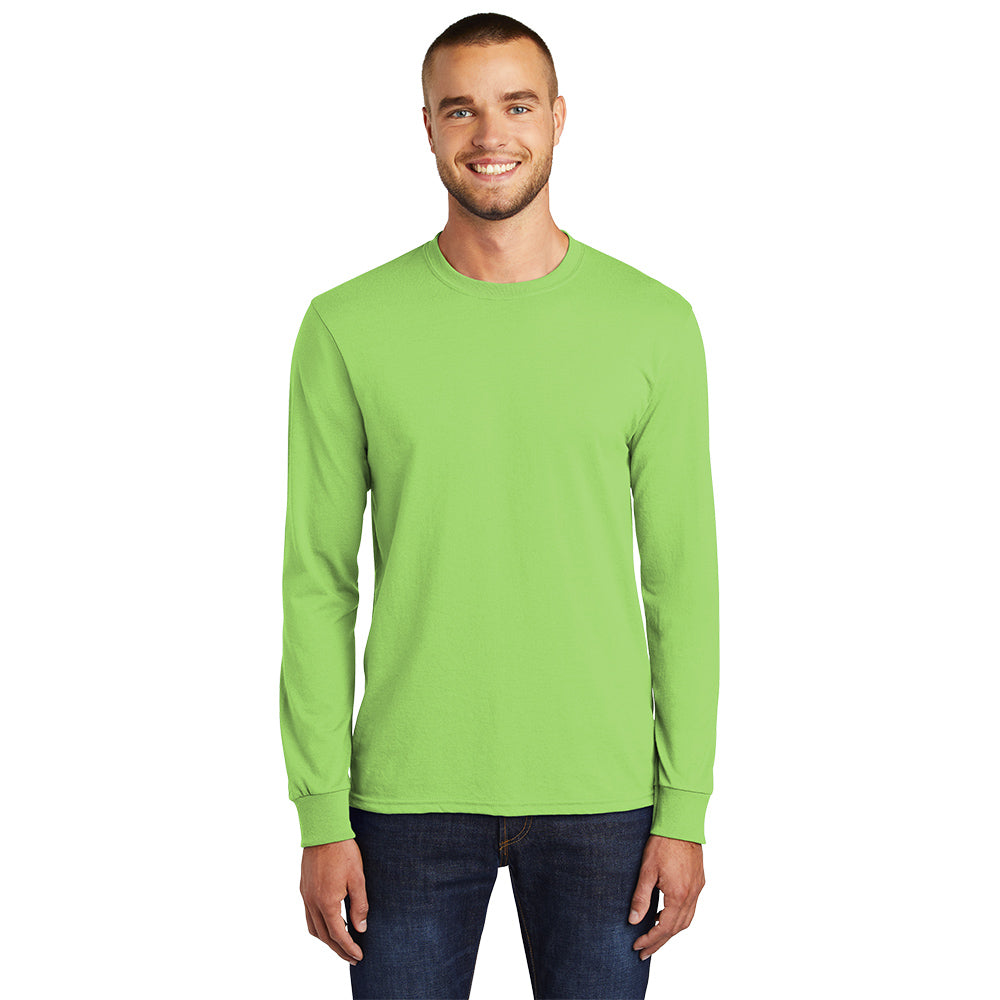 Port & Company Long Sleeve Core Blend Tee Decorated - Lime Green (PMS 367C)