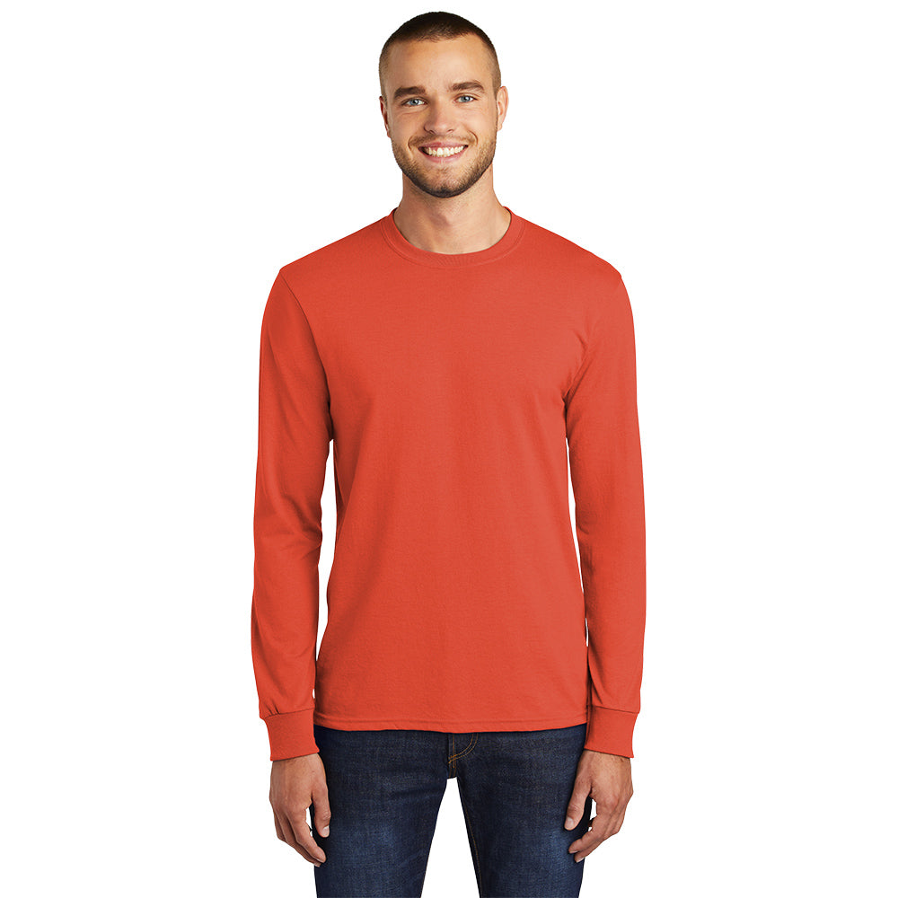 Port & Company Long Sleeve Core Blend Tee Decorated - Orange (PMS 172C)