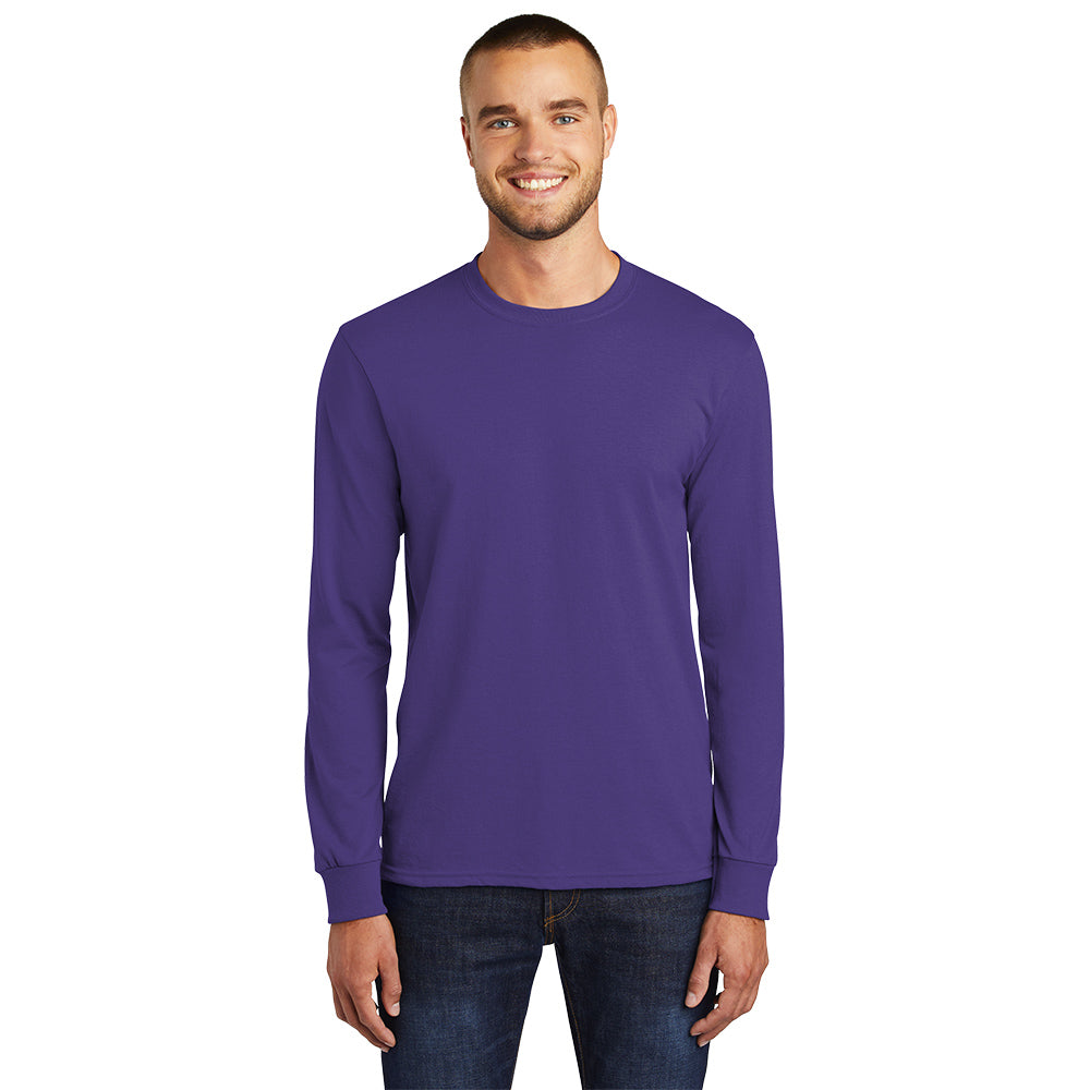 Port & Company Long Sleeve Core Blend Tee Decorated - Purple (PMS 7672C)