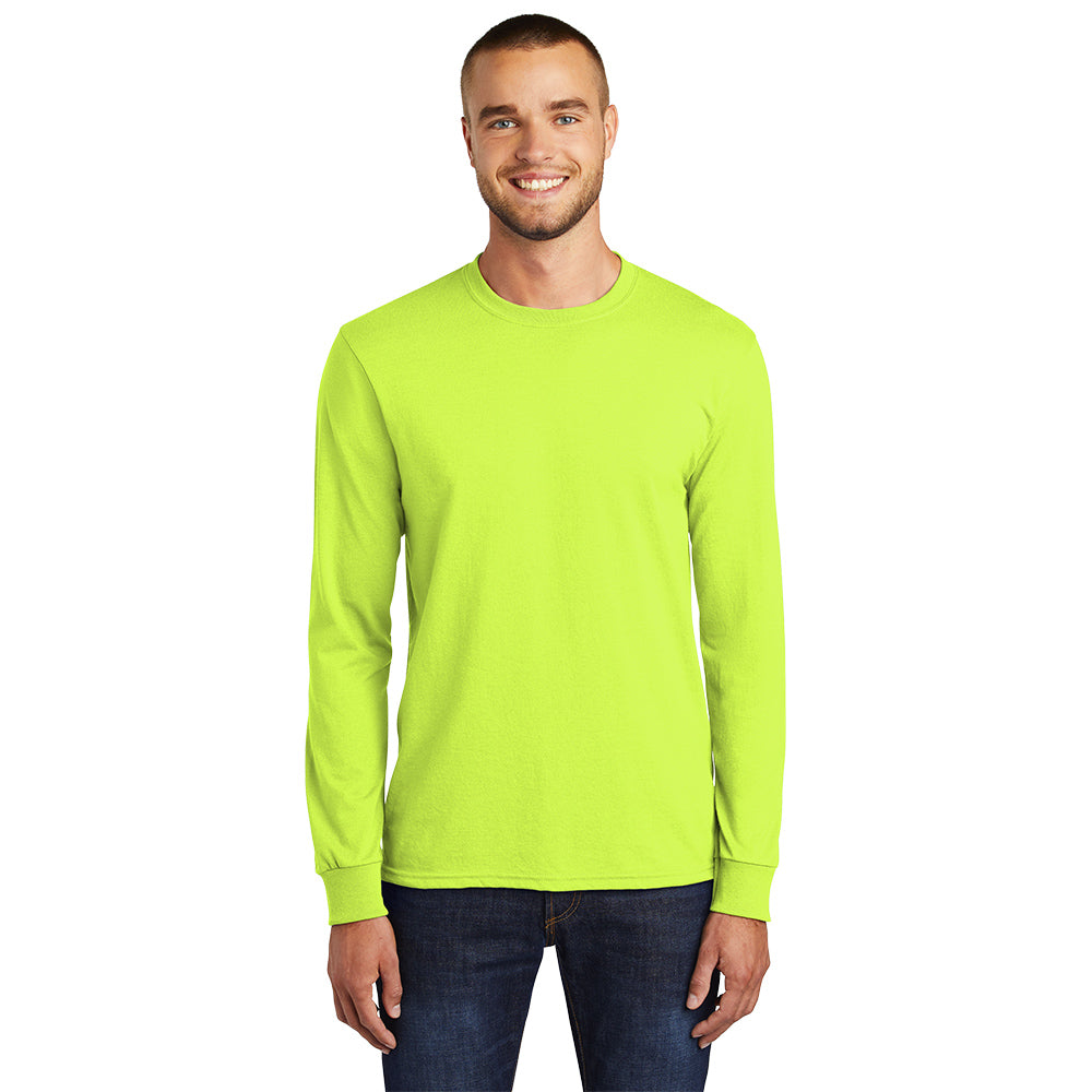 Port & Company Long Sleeve Core Blend Tee Decorated - Safety Green