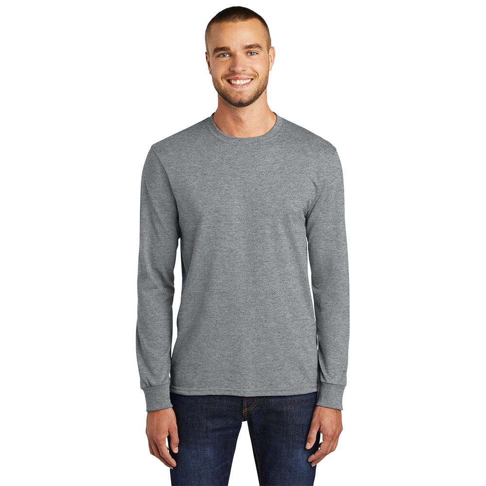 Port & Company Long Sleeve Core Blend Tee Decorated - Athletic Grey Heather (PMS COOL GRAY 7C)