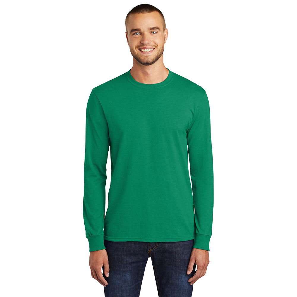 Port & Company Long Sleeve Core Blend Tee Decorated - Kelly Green (PMS 340C)