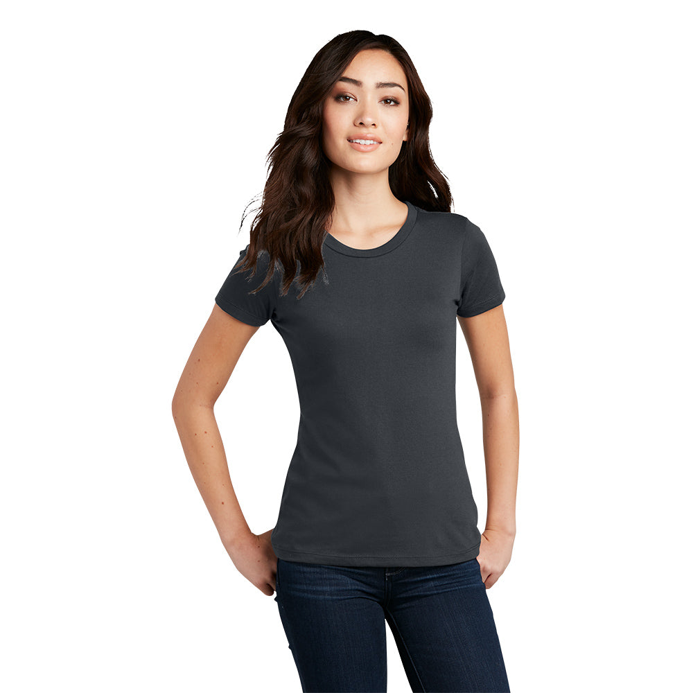 District Women’s Perfect Blend CVC Tee Decorated - Heathered Bright Turquoise Blue
