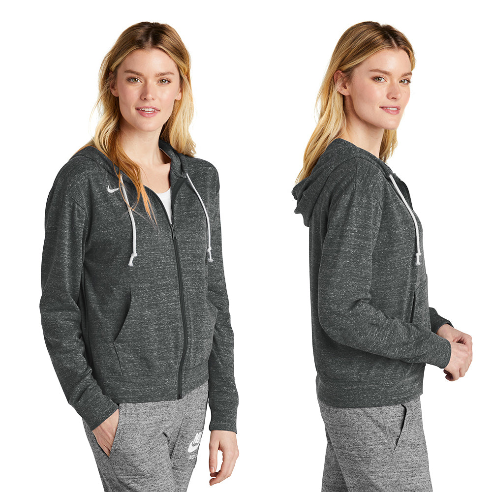 Nike Women's Gym Vintage Full-Zip Hoodie Decorated - Team Black