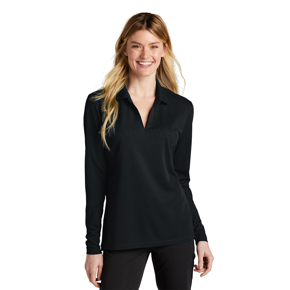 Nike Women's Dri-FIT Micro Pique 2.0 Long Sleeve Embroidered Polo - Game Royal Blue