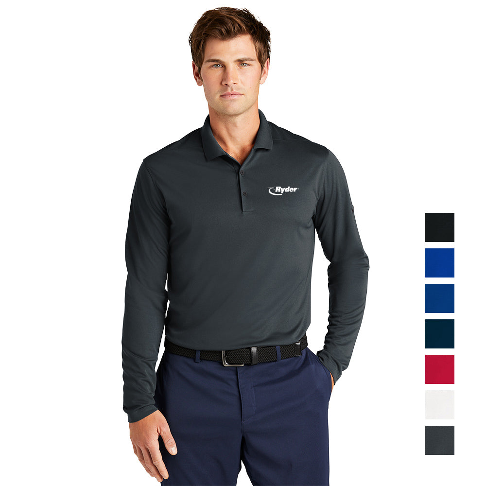 Nike Dri-FIT Micro Pique 2.0 Long Sleeve Embroidered Polo - Anthracite Grey (PMS 432C)