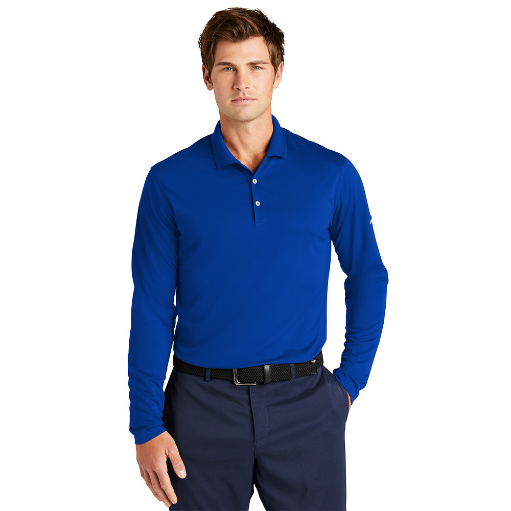 Nike Dri-FIT Micro Pique 2.0 Long Sleeve Embroidered Polo - Gym Blue (PMS 294C)