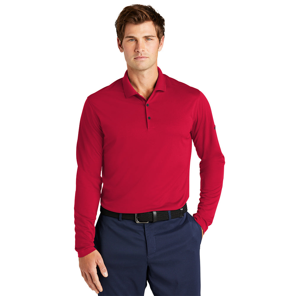 Nike Dri-FIT Micro Pique 2.0 Long Sleeve Embroidered Polo - White