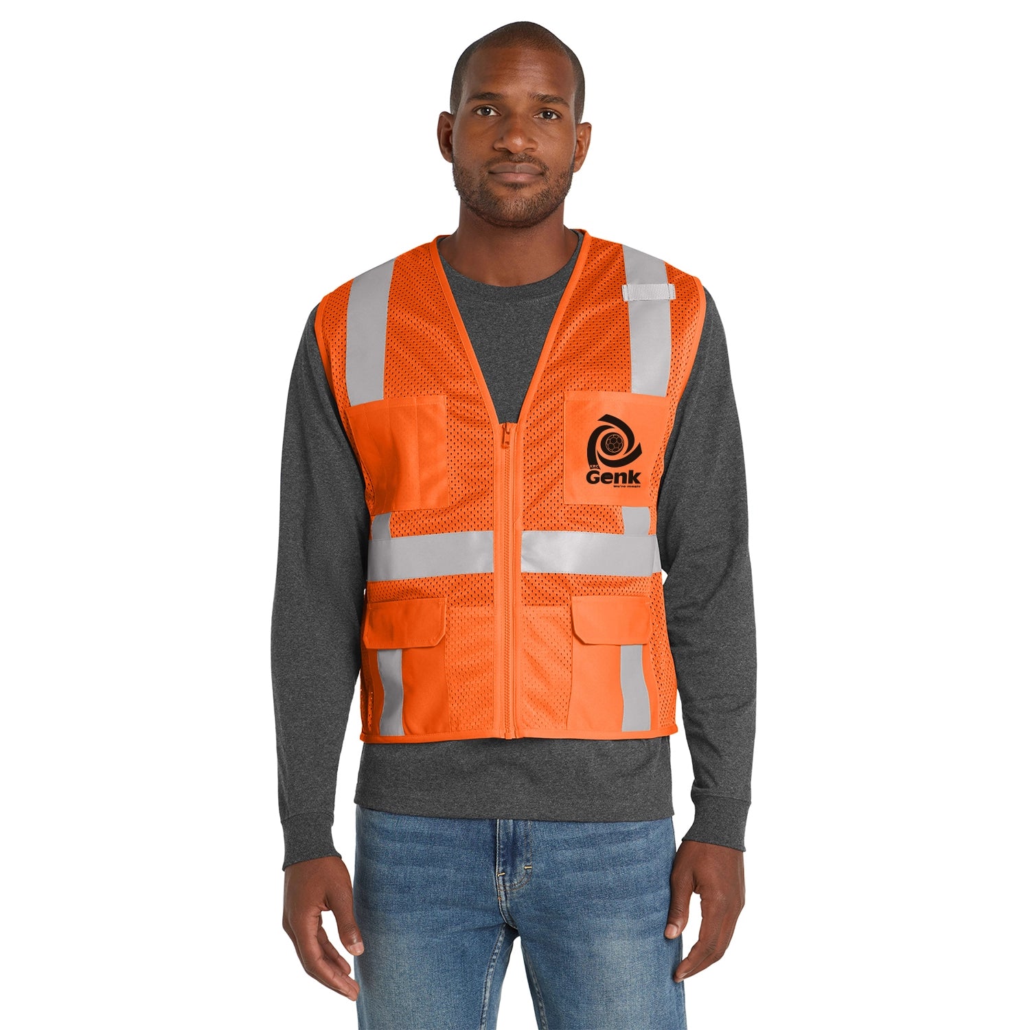 CornerStone Decorated ANSI 107 Class 2 Mesh SixPocket Zippered Vest