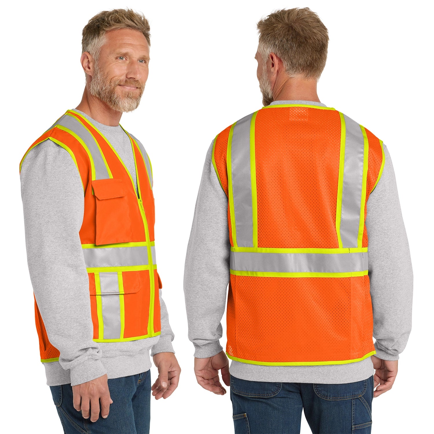 CornerStone Decorated ANSI 107 Class 2 Surveyor Zippered TwoTone Vest