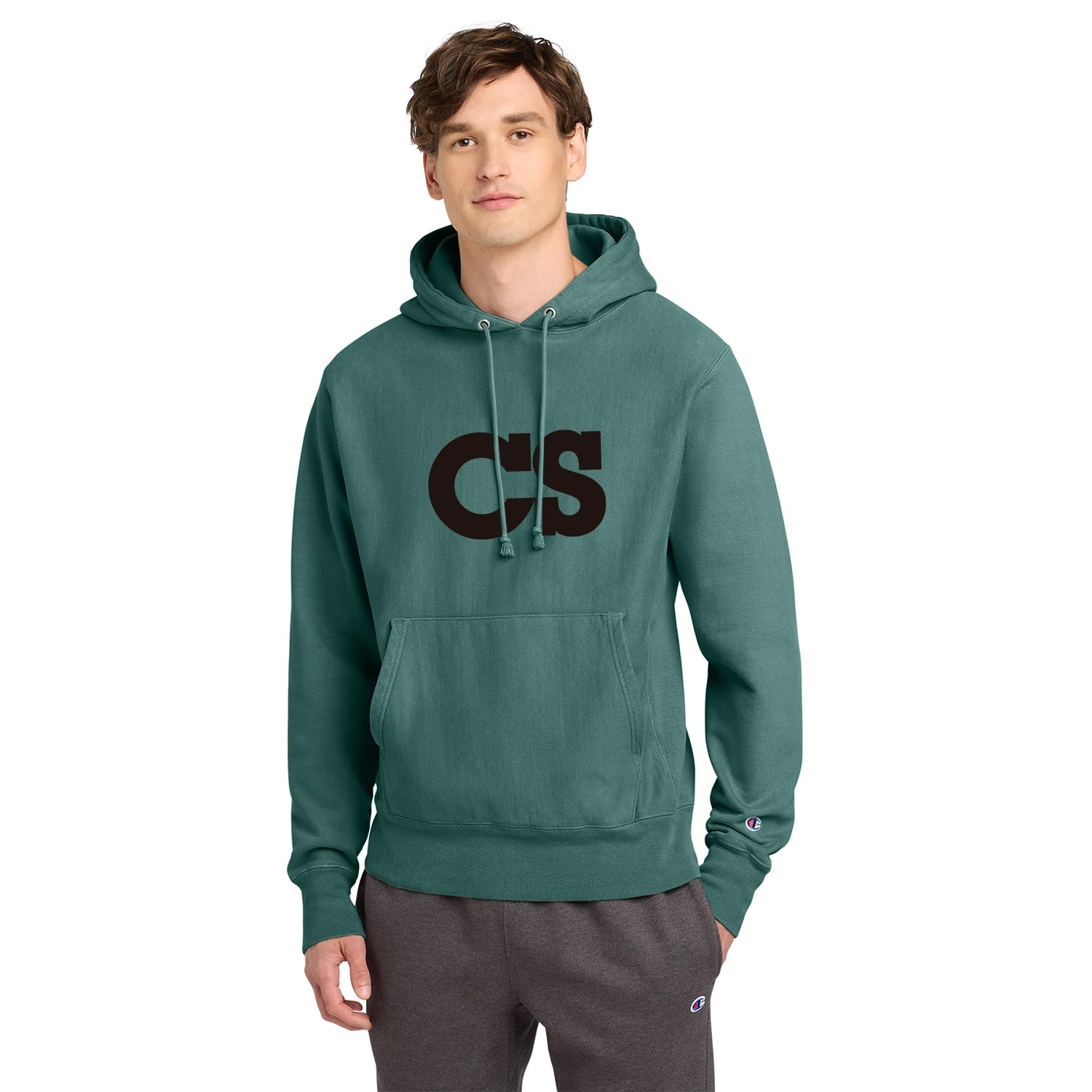 Champion Decorated Reverse Weave GarmentDyed Hooded Sweatshirt