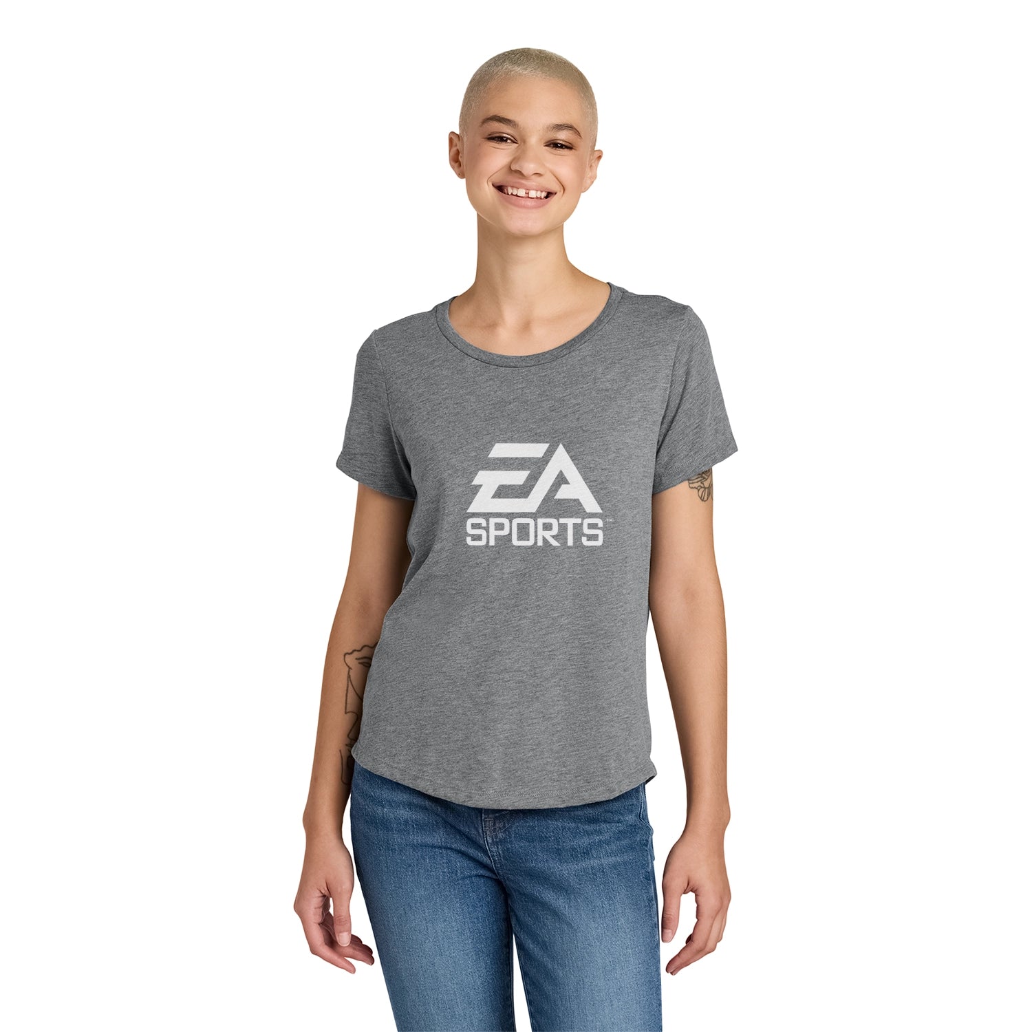 Allmade Women’s Relaxed Tri-Blend Scoop Neck Tee Embroidered - Fairly White