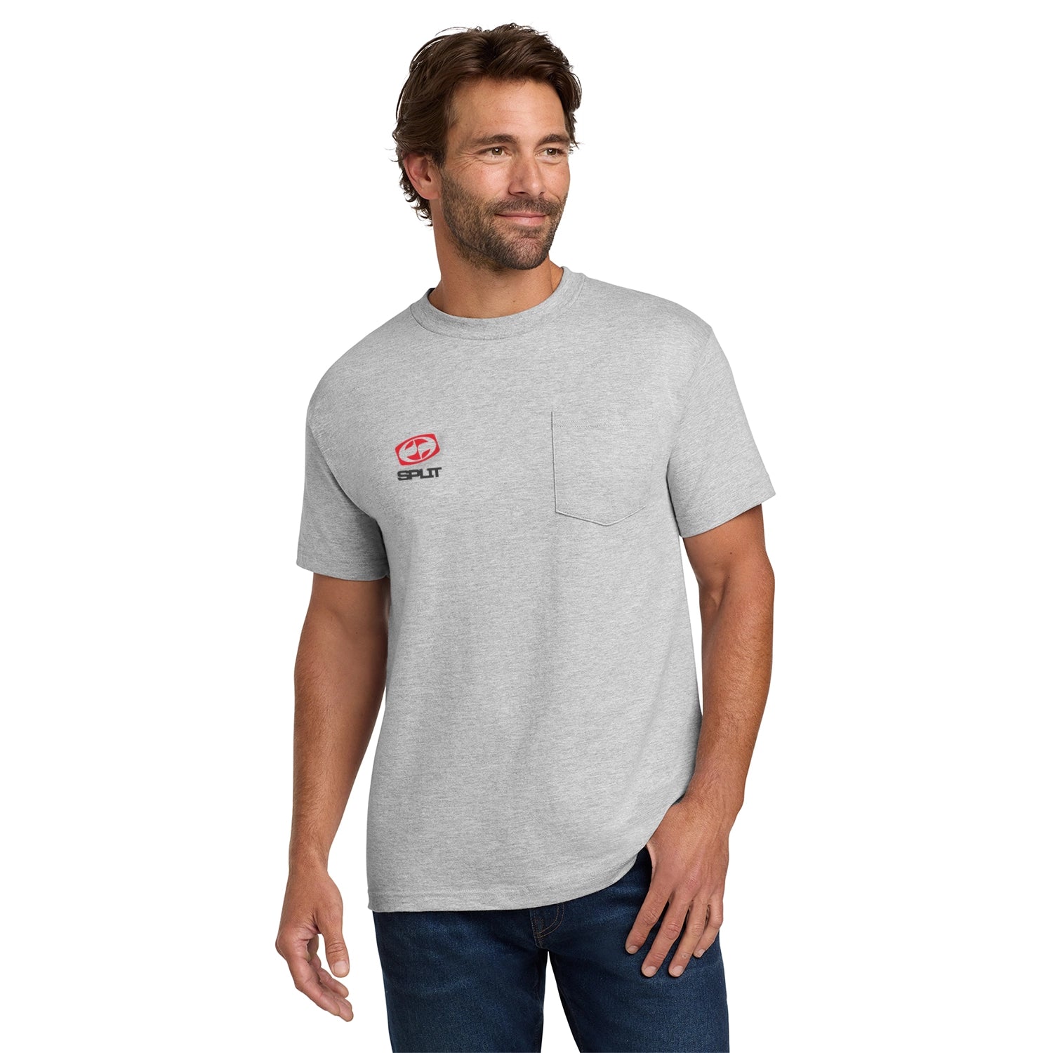 Hanes Beefy-T - 100% Cotton T-Shirt with Pocket Decorated - Ash Grey