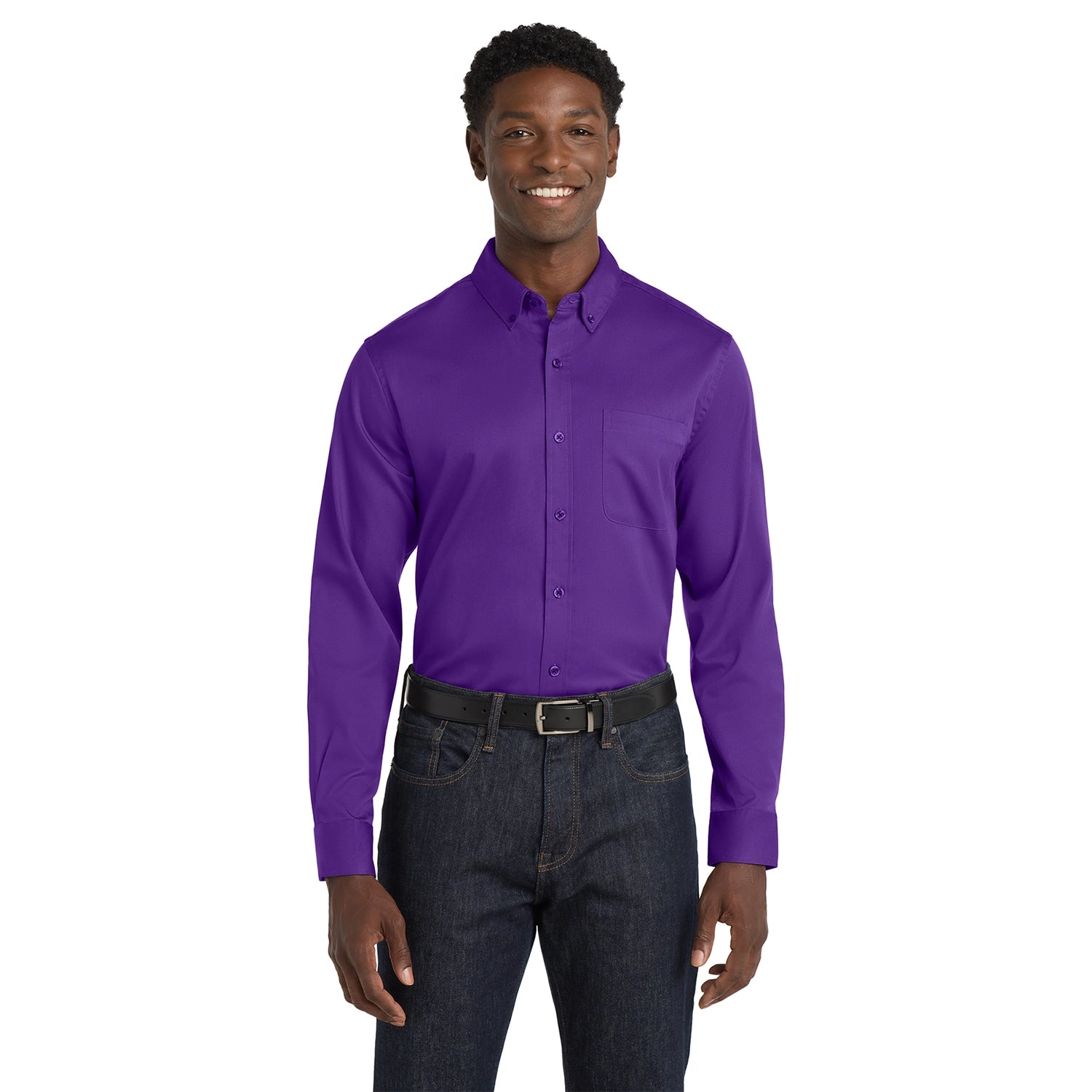 Port Authority Long Sleeve SuperPro React Embroidered Twill Shirt