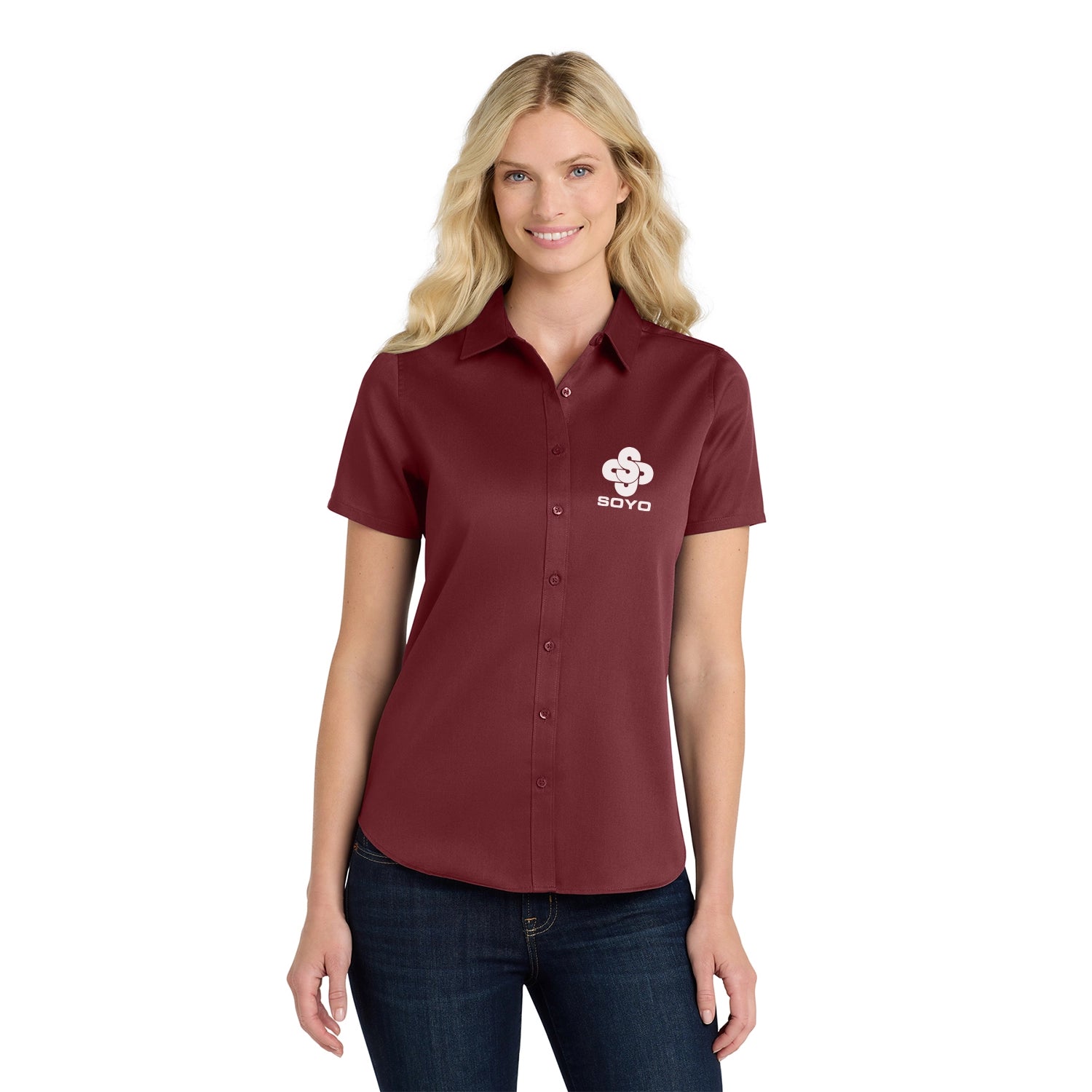 Port Authority Women's Short Sleeve SuperPro React Embroidered Twill Shirt