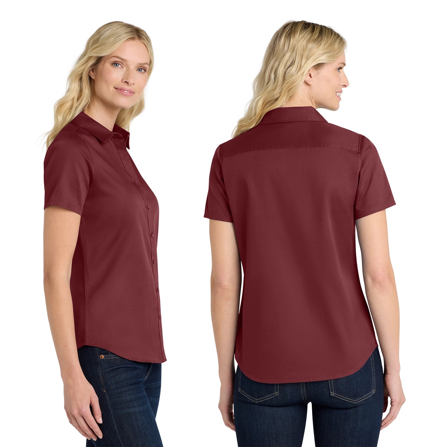 Port Authority Women's Short Sleeve SuperPro React Embroidered Twill Shirt