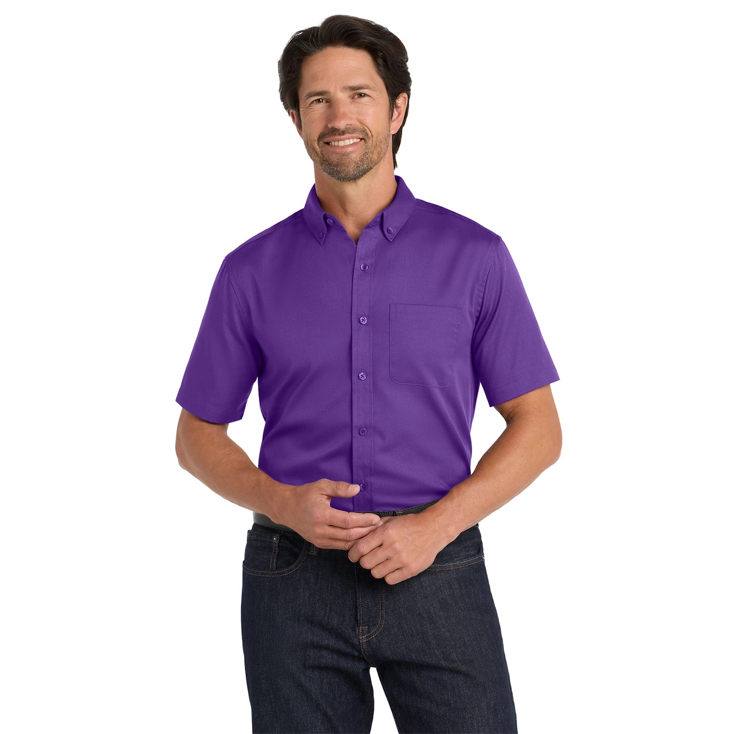 Port Authority Short Sleeve SuperPro React Embroidered Twill Shirt