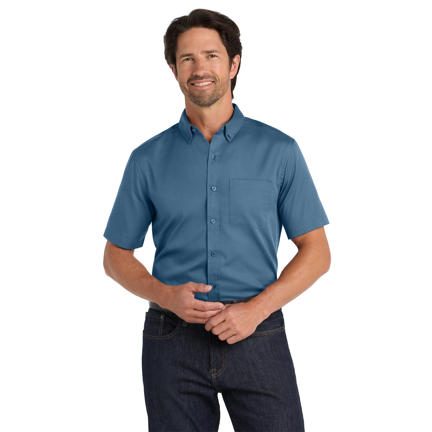 Port Authority Short Sleeve SuperPro React Embroidered Twill Shirt