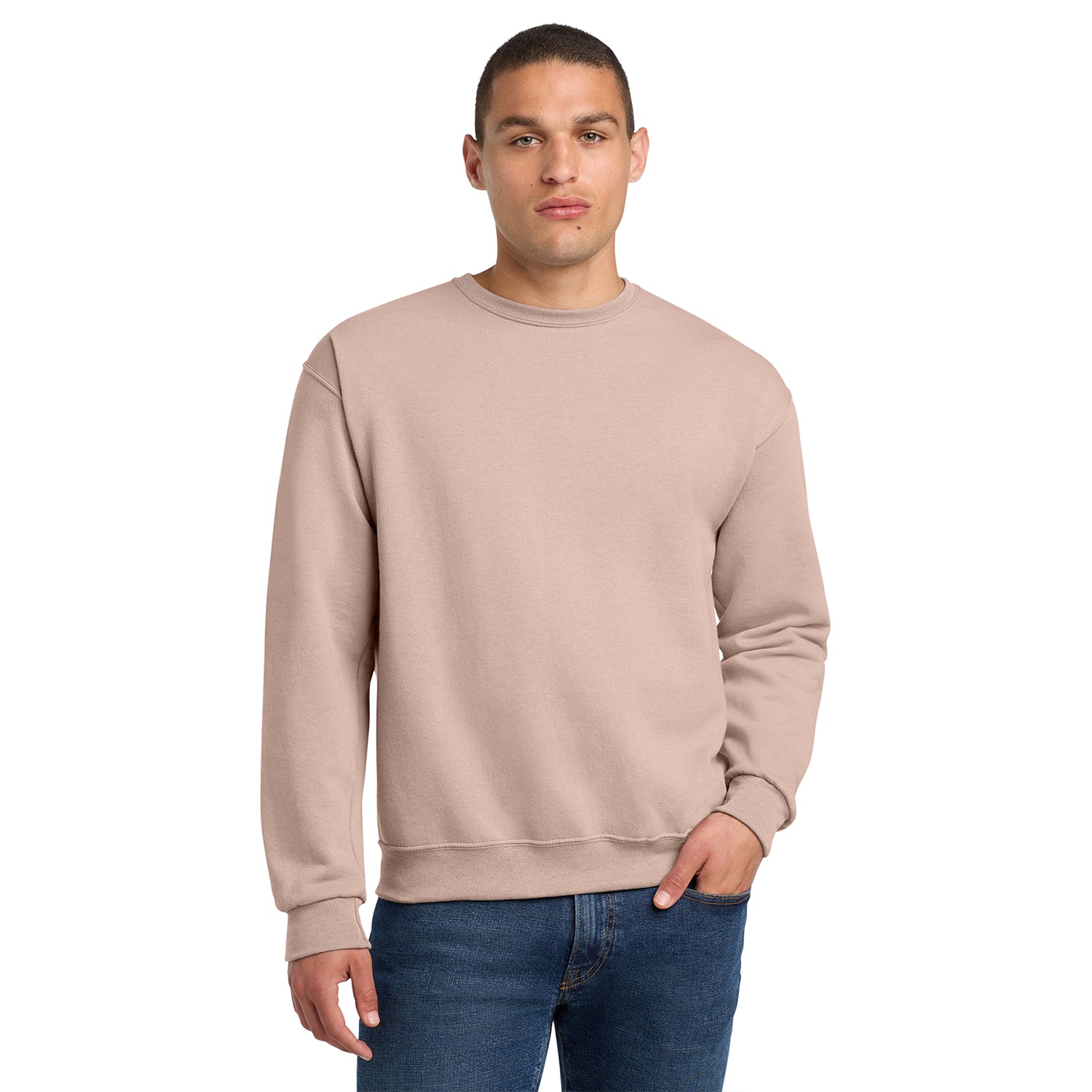 Jerzees NuBlend Crewneck Sweatshirt Decorated - Cyber Pink