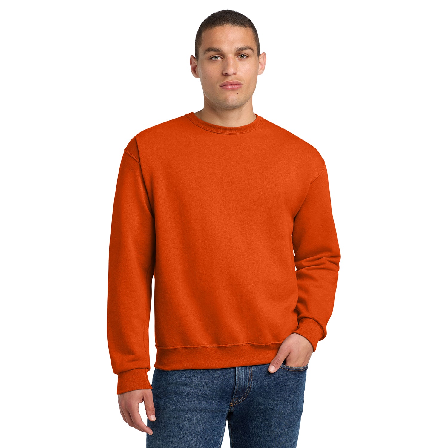 Jerzees NuBlend Crewneck Sweatshirt Decorated - Safety Orange