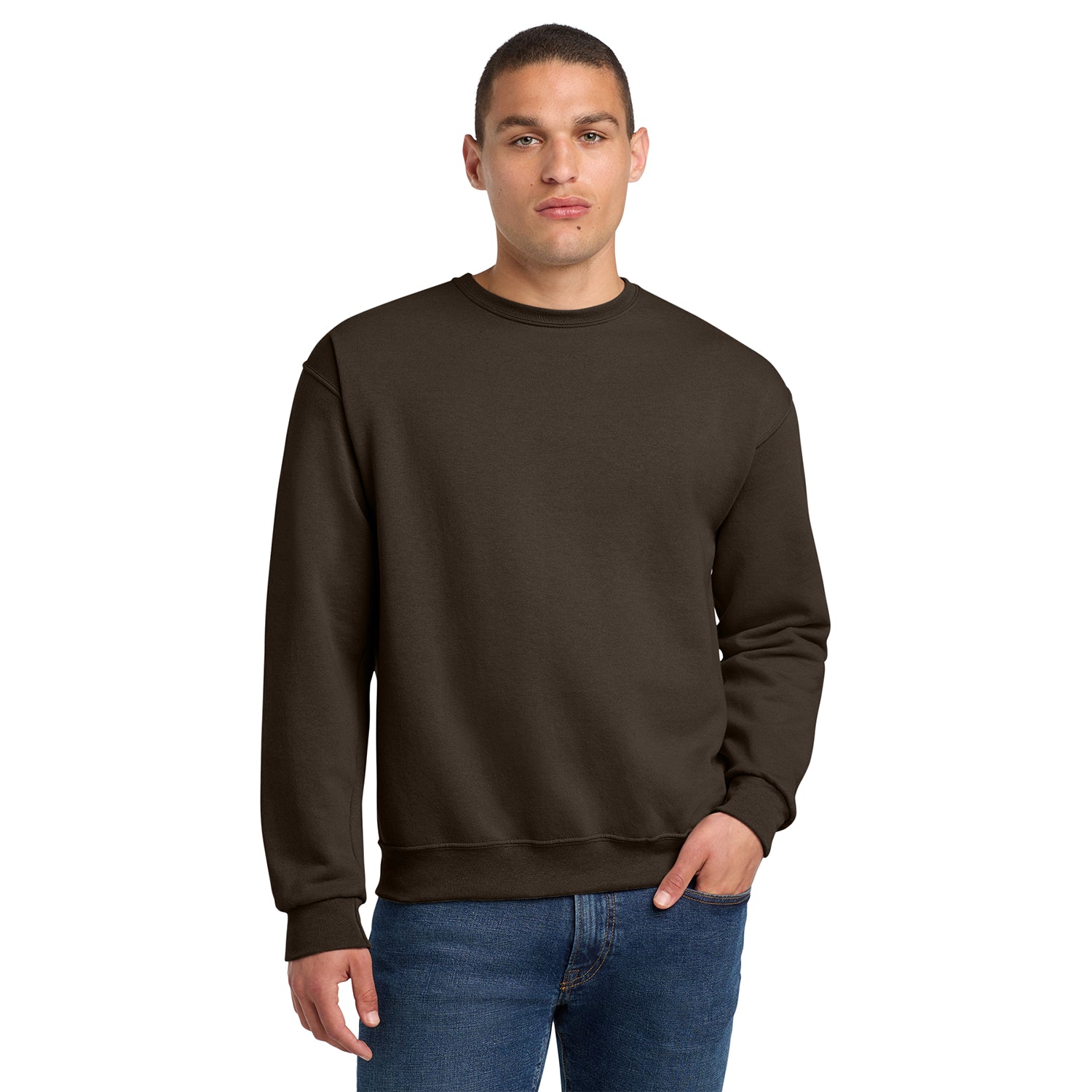 Jerzees NuBlend Crewneck Sweatshirt Decorated - Khaki Brown