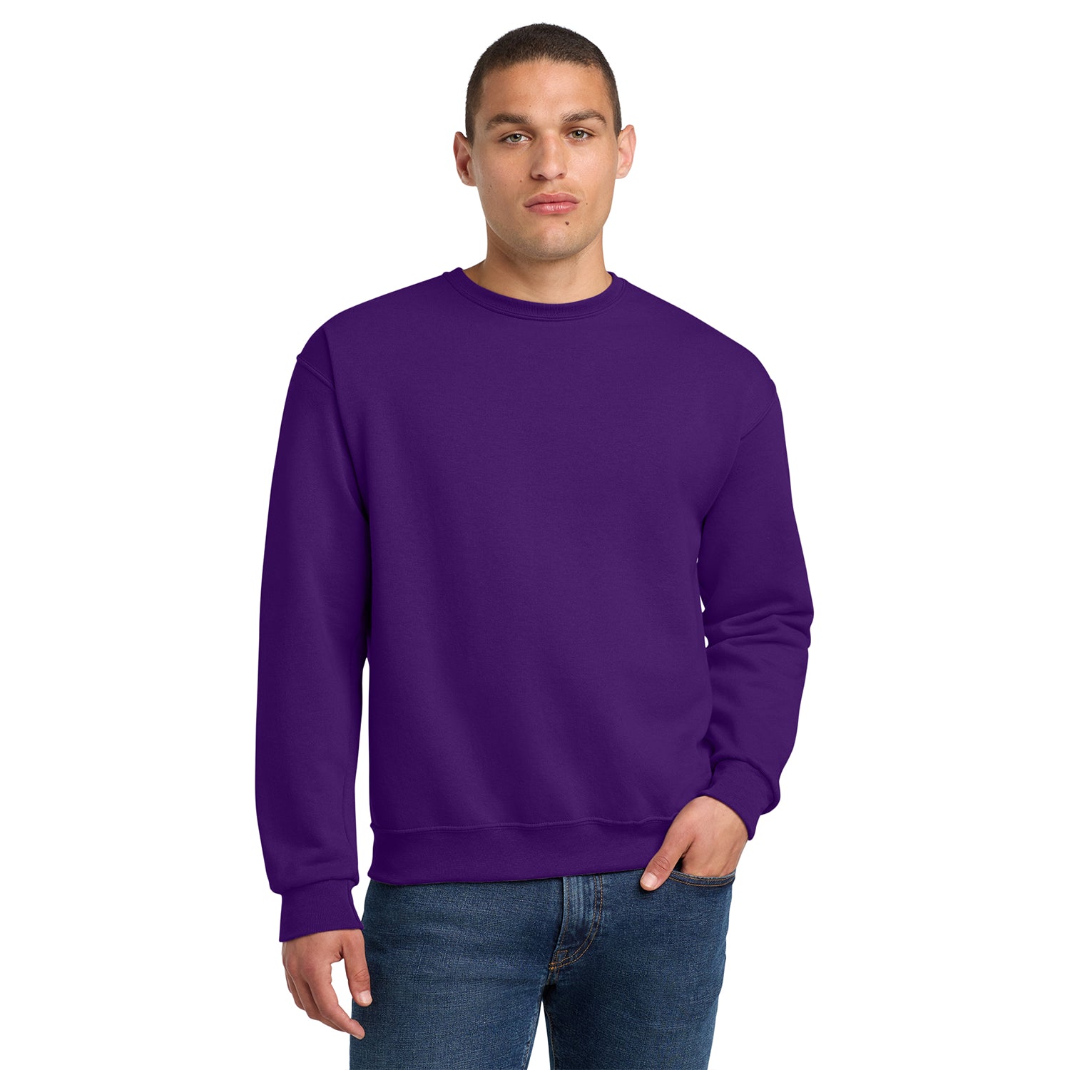 Jerzees NuBlend Crewneck Sweatshirt Decorated - Deep Purple