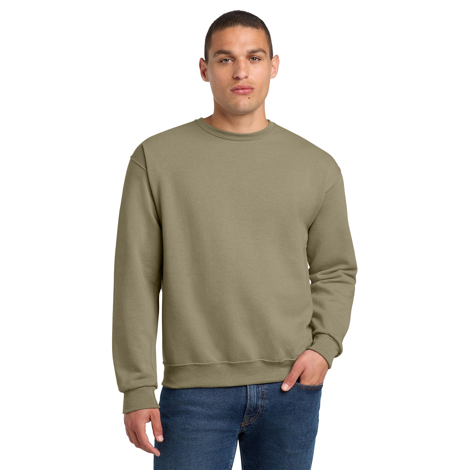 Jerzees NuBlend Crewneck Sweatshirt Decorated - Sweet Cream Beige Heather