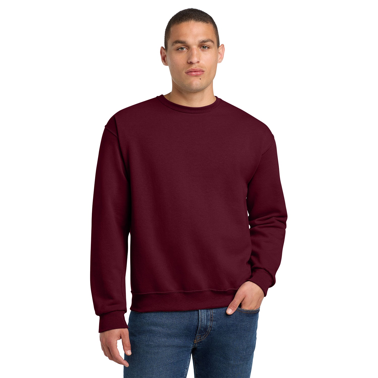 Jerzees NuBlend Crewneck Sweatshirt Decorated - Maroon Red