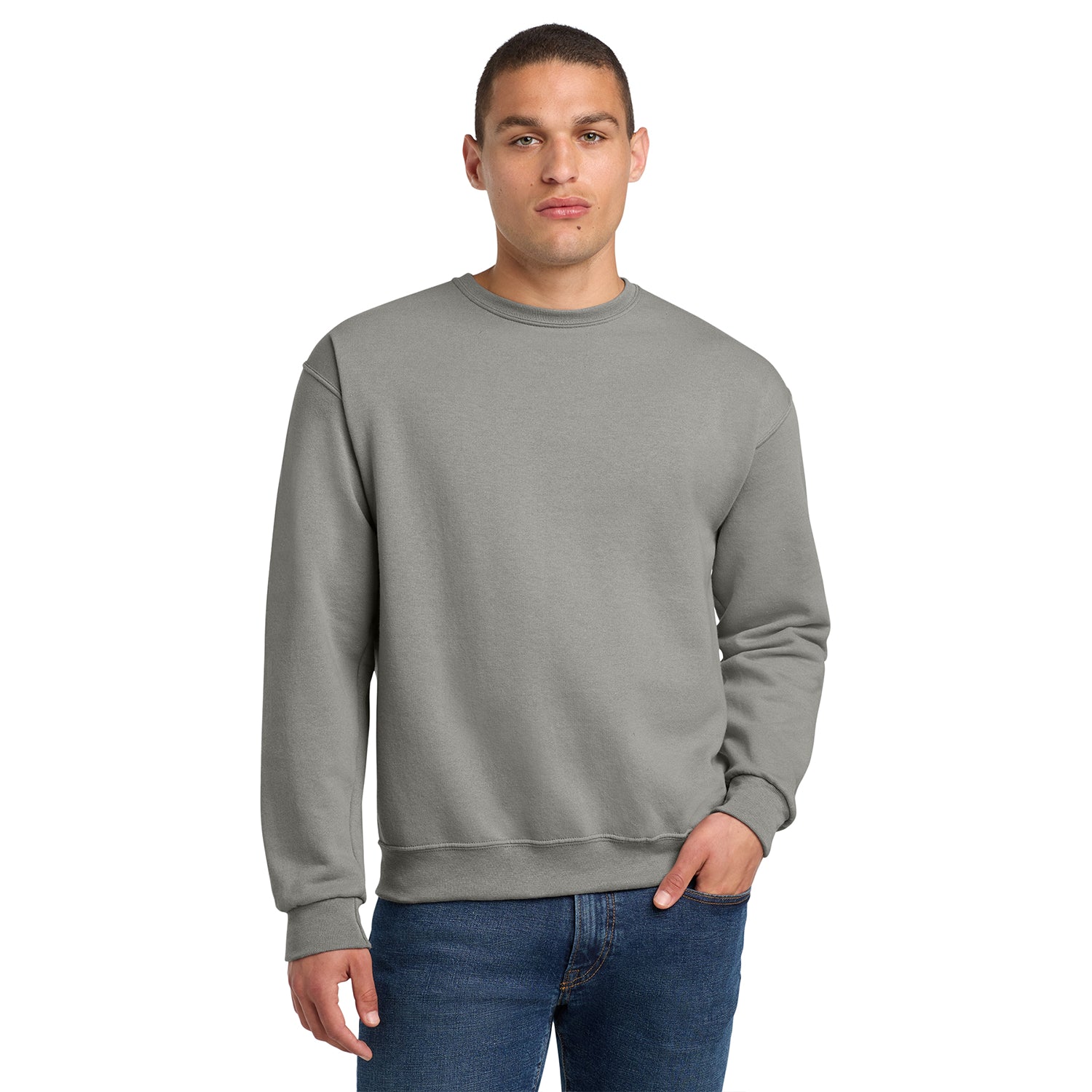 Jerzees NuBlend Crewneck Sweatshirt Decorated - Rock Grey