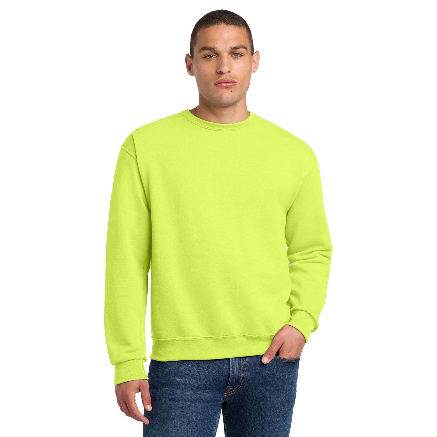 Jerzees NuBlend Crewneck Sweatshirt Decorated - Safety Green