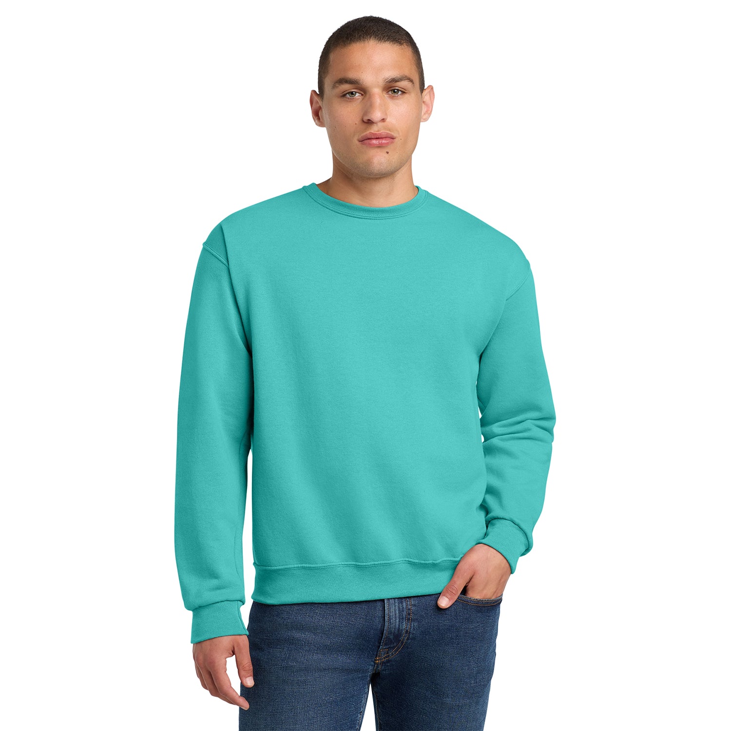 Jerzees NuBlend Crewneck Sweatshirt Decorated - Scuba Blue