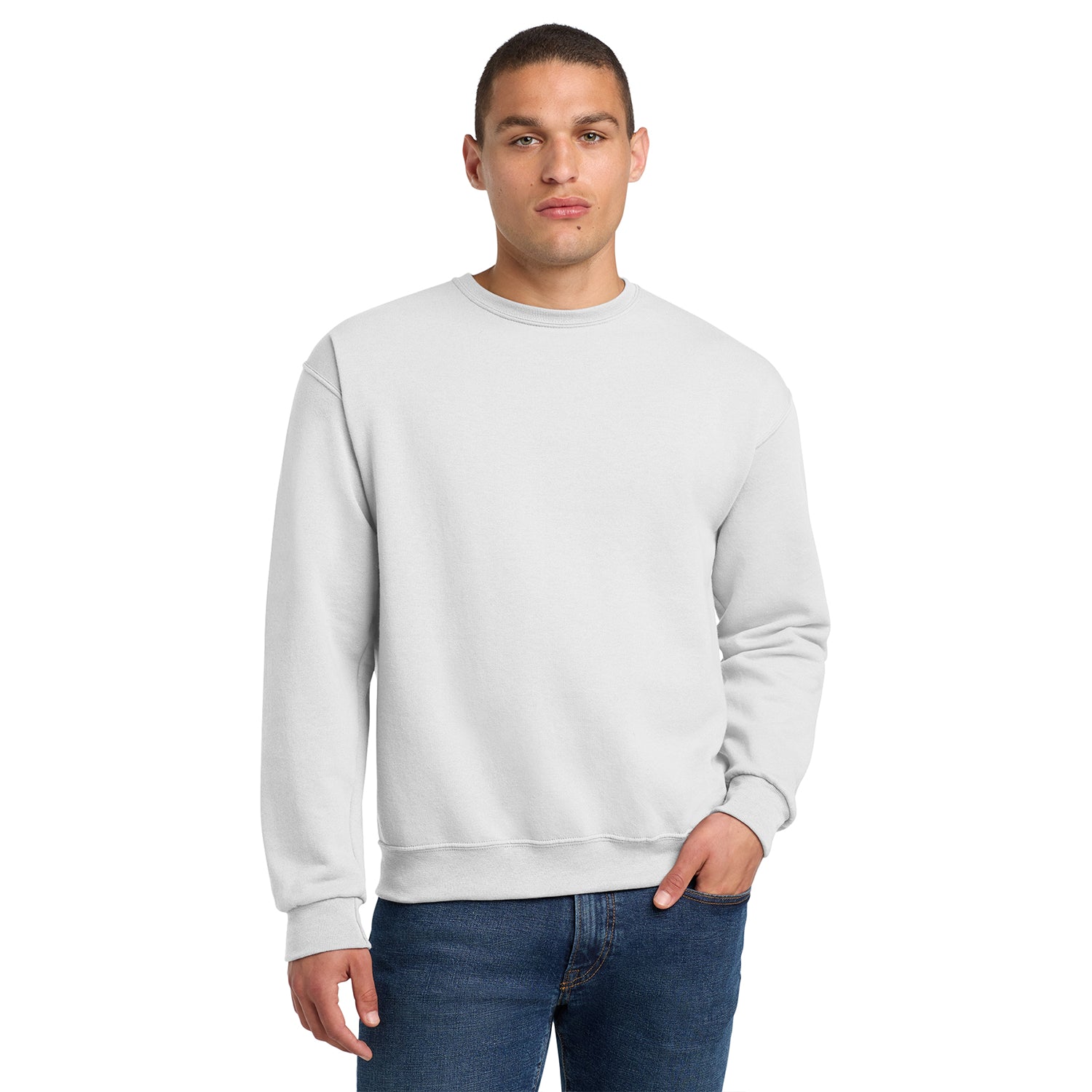 Jerzees NuBlend Crewneck Sweatshirt Decorated - White