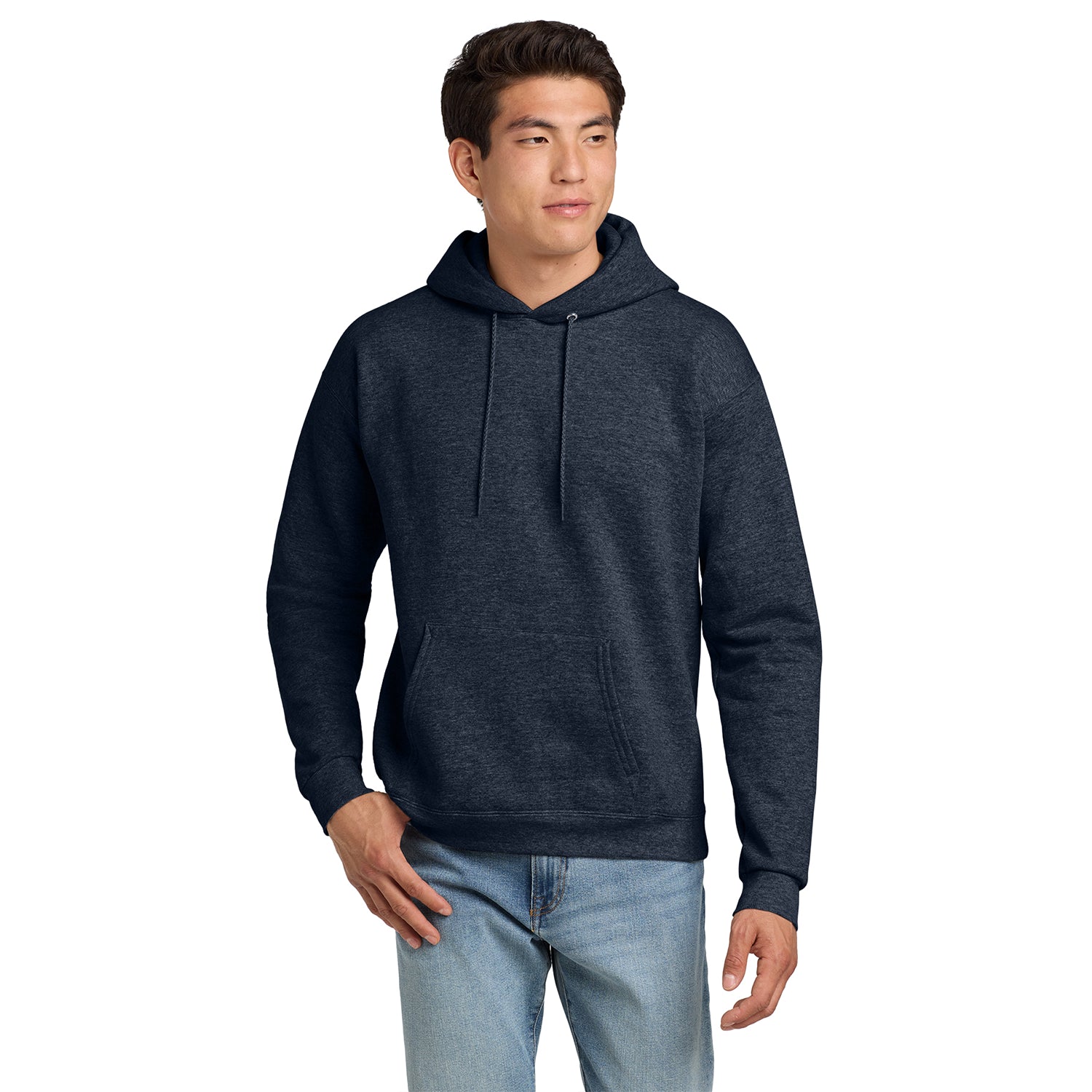 Hanes EcoSmart - Pullover Hooded Sweatshirt Decorated - Heather Navy Blue