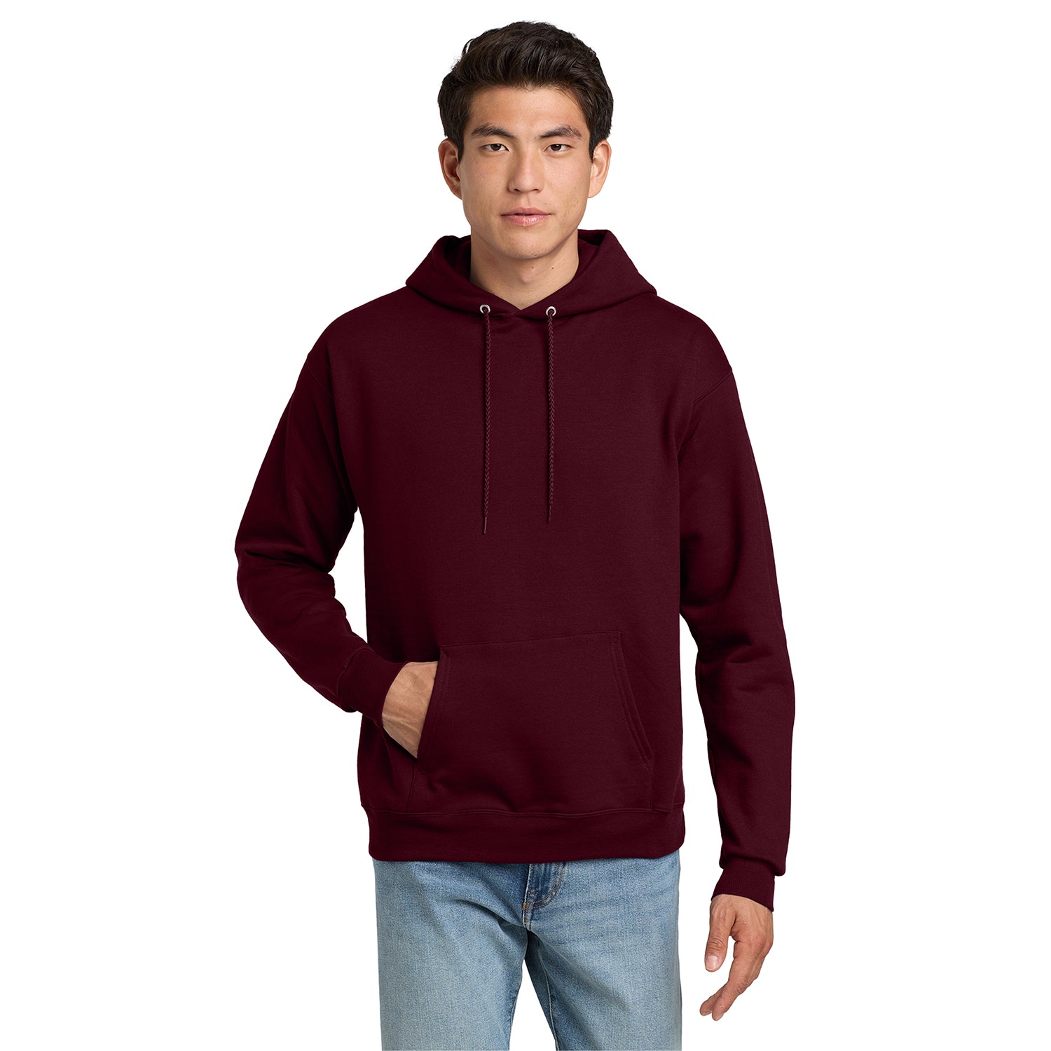 Hanes EcoSmart - Pullover Hooded Sweatshirt Decorated - Maroon Red