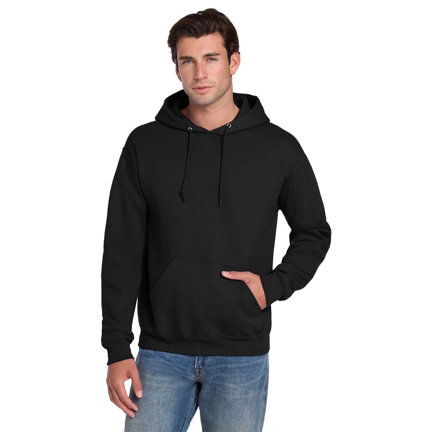 Jerzees Super Sweats NuBlend Pullover Hooded Sweatshirt Decorated - Black