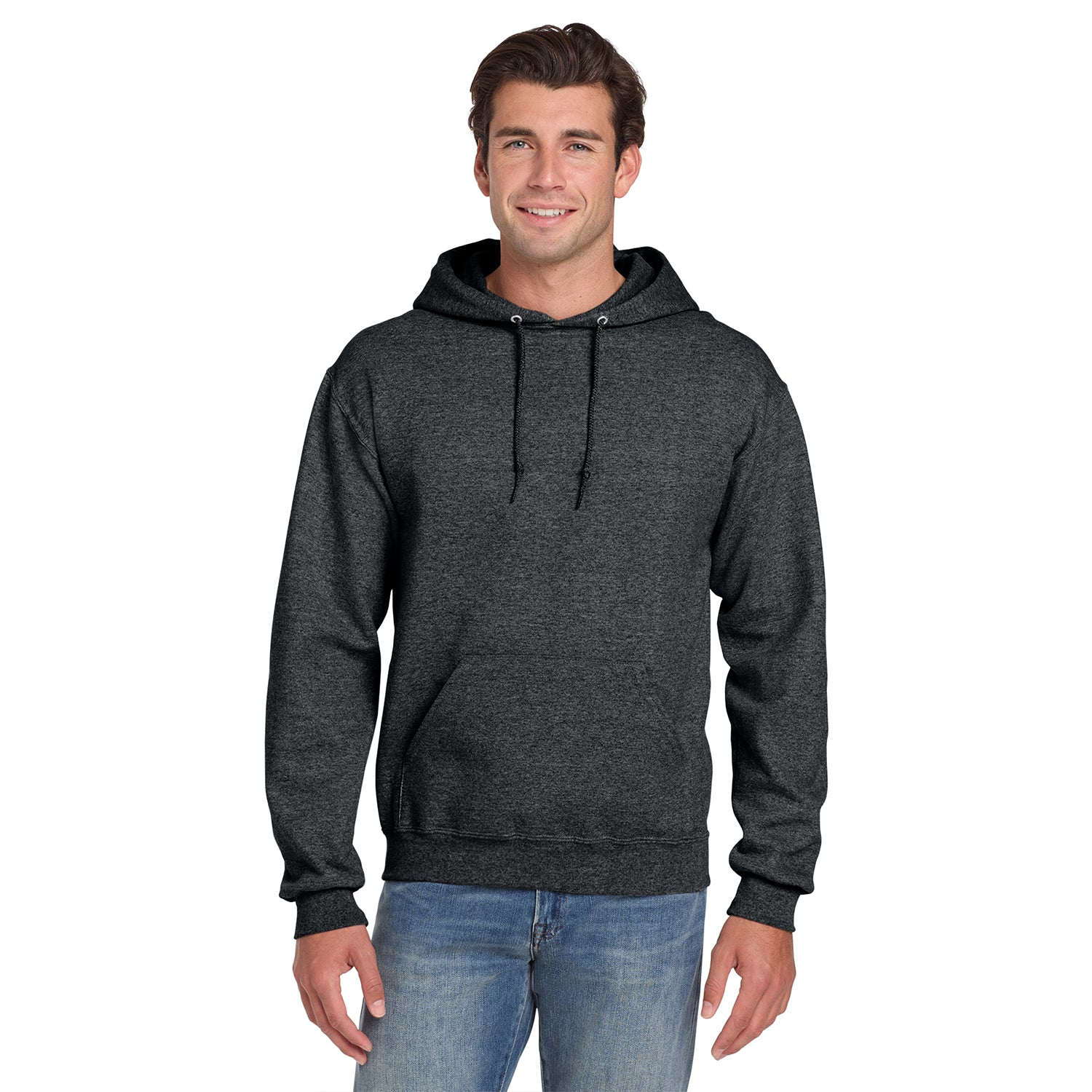 Jerzees Super Sweats NuBlend Pullover Hooded Sweatshirt Decorated - Black Heather