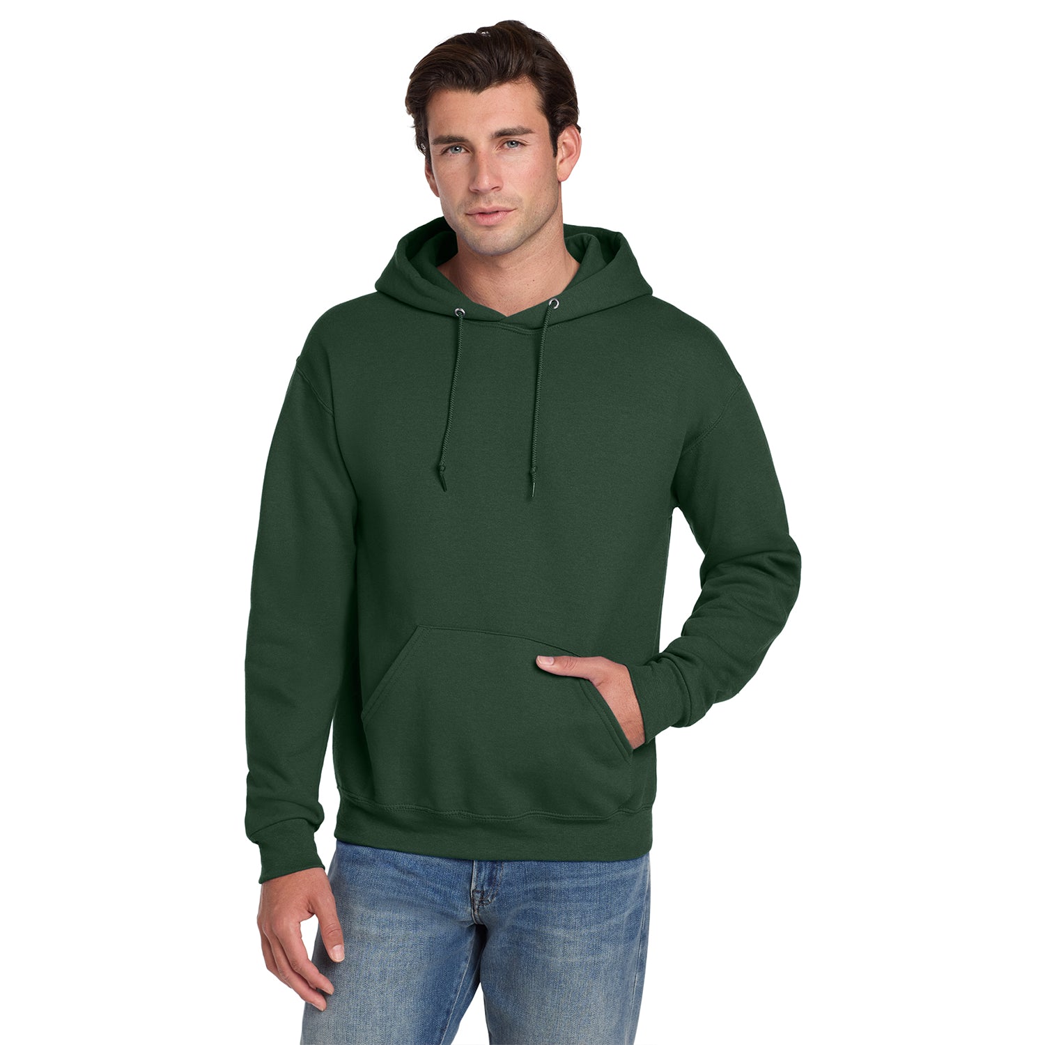 Jerzees Super Sweats NuBlend Pullover Hooded Sweatshirt Decorated - Forest Green