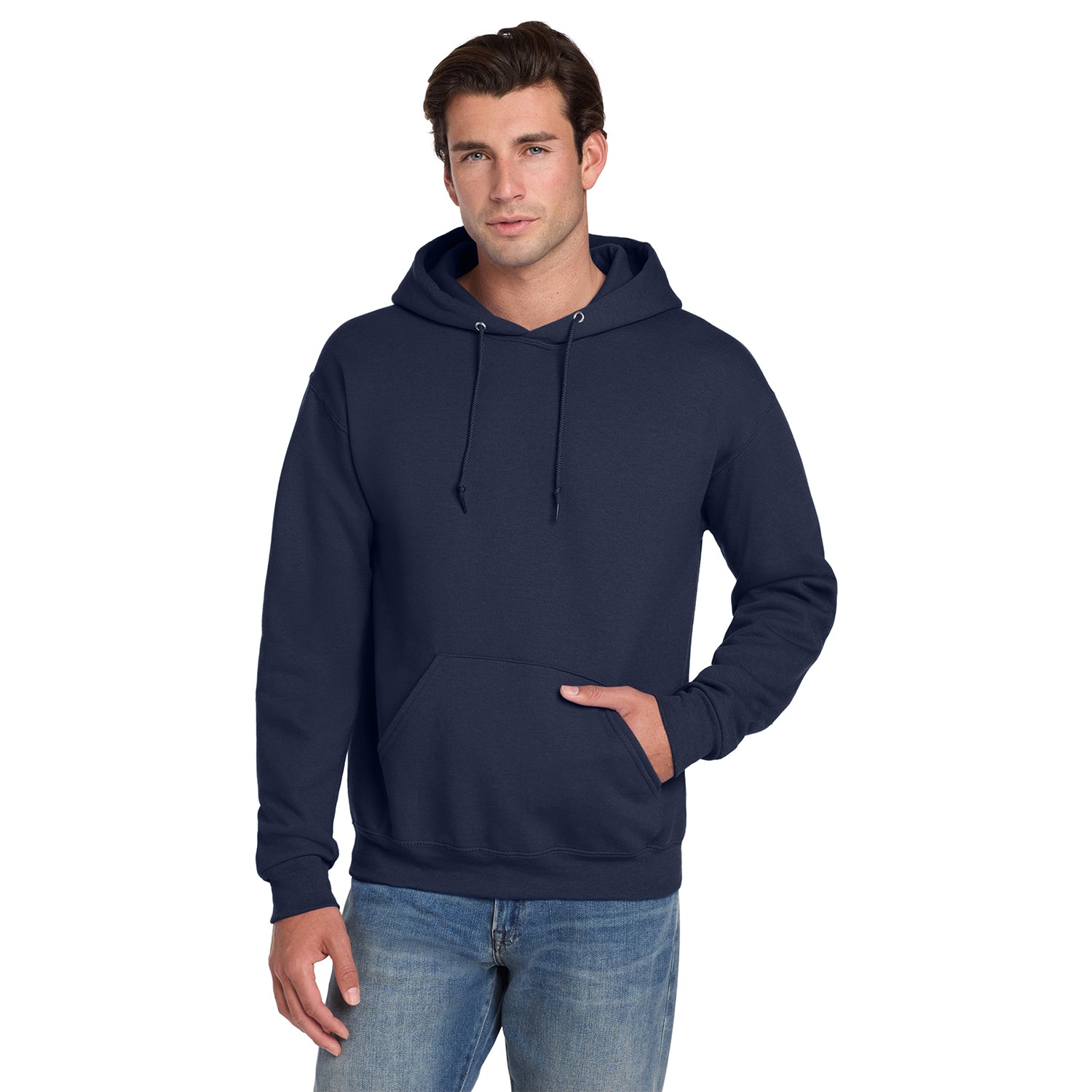 Jerzees Super Sweats NuBlend Pullover Hooded Sweatshirt Decorated - Navy Blue
