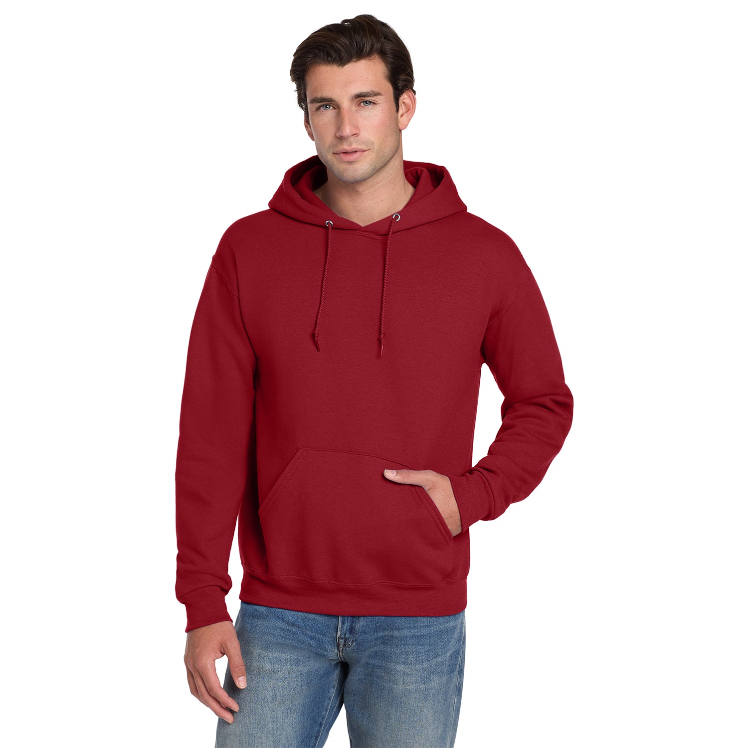 Jerzees Super Sweats NuBlend Pullover Hooded Sweatshirt Decorated - True Red