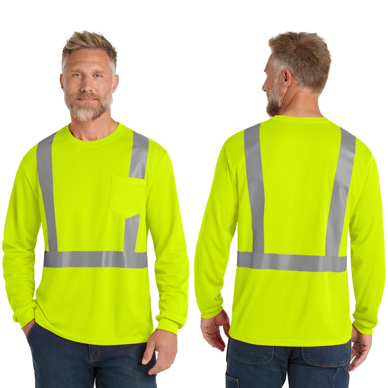 CornerStone Decorated ANSI 107 Class 2 Mesh Long Sleeve Tee