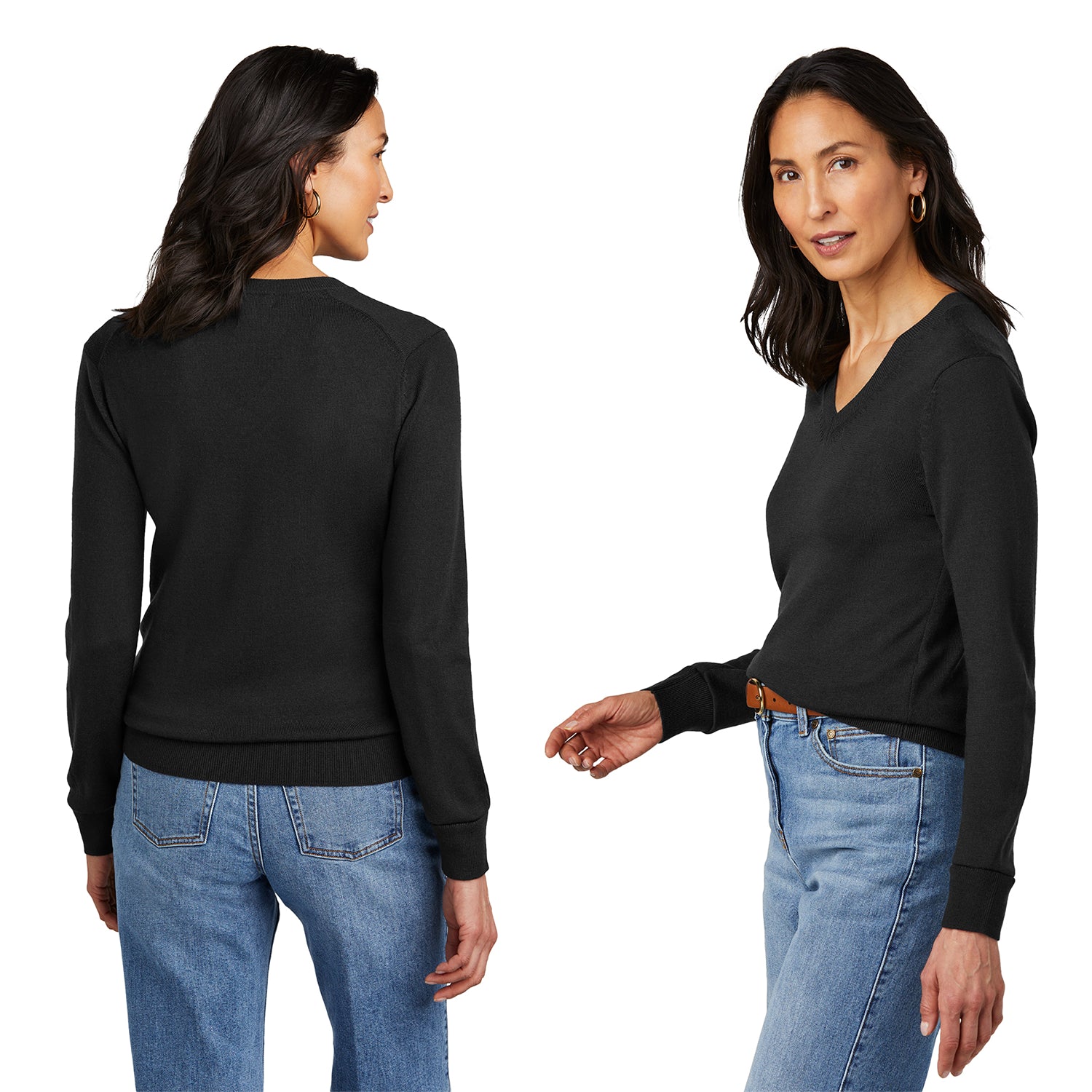 Brooks Brothers Women’s Washable Merino V-Neck Sweater Embroidered - Navy Blue Blazer