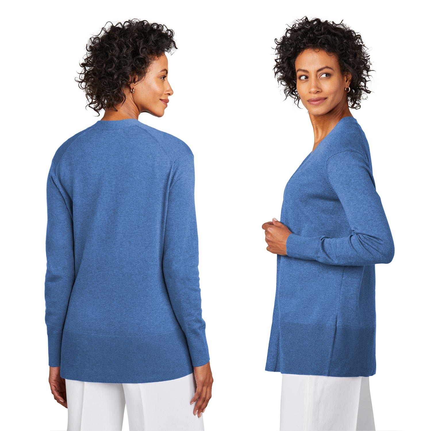 Brooks Brothers Women’s Cotton Stretch Long Cardigan Sweater Embroidered - Deep Black