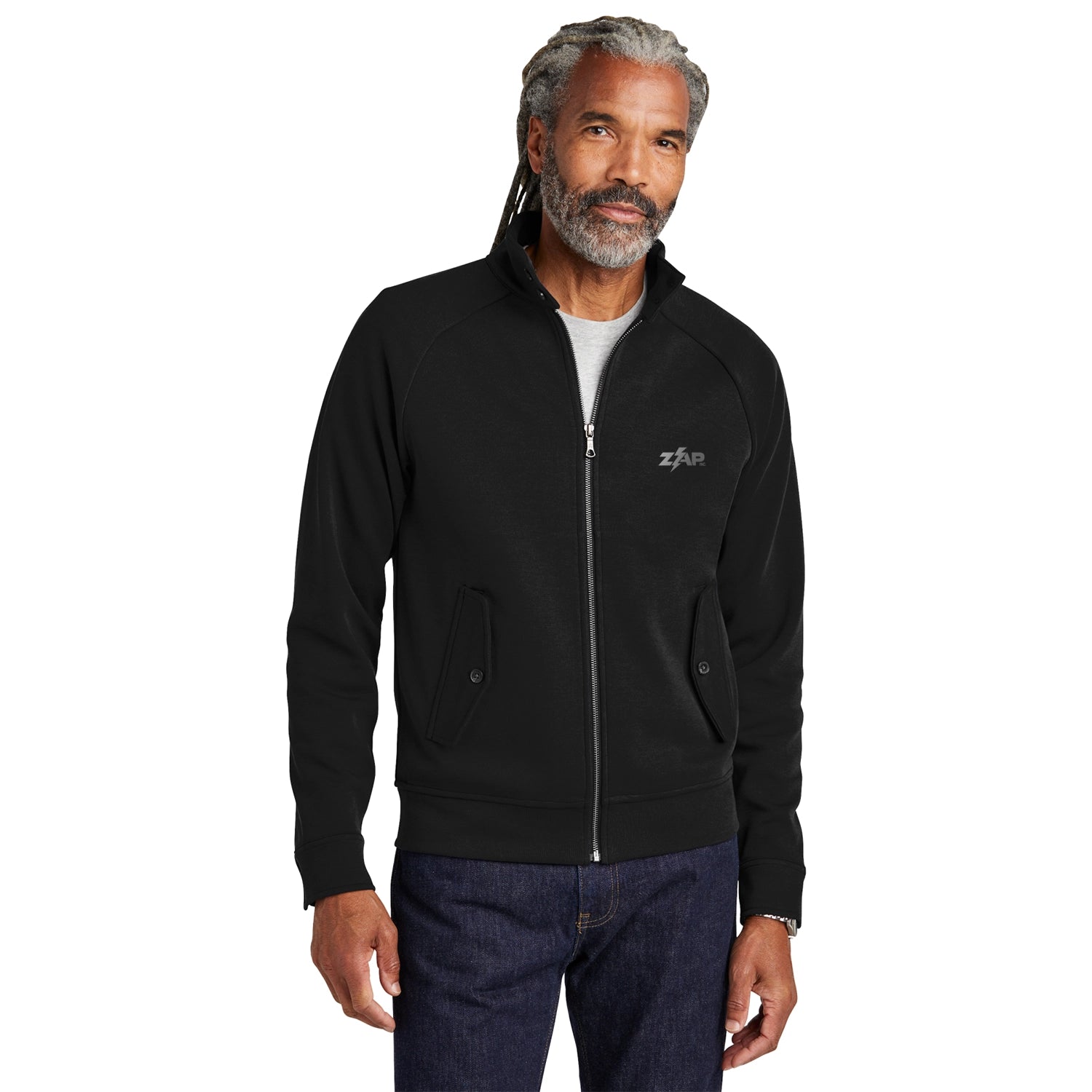 Brooks Brothers Double-Knit Full-Zip Embroidered - Deep Black