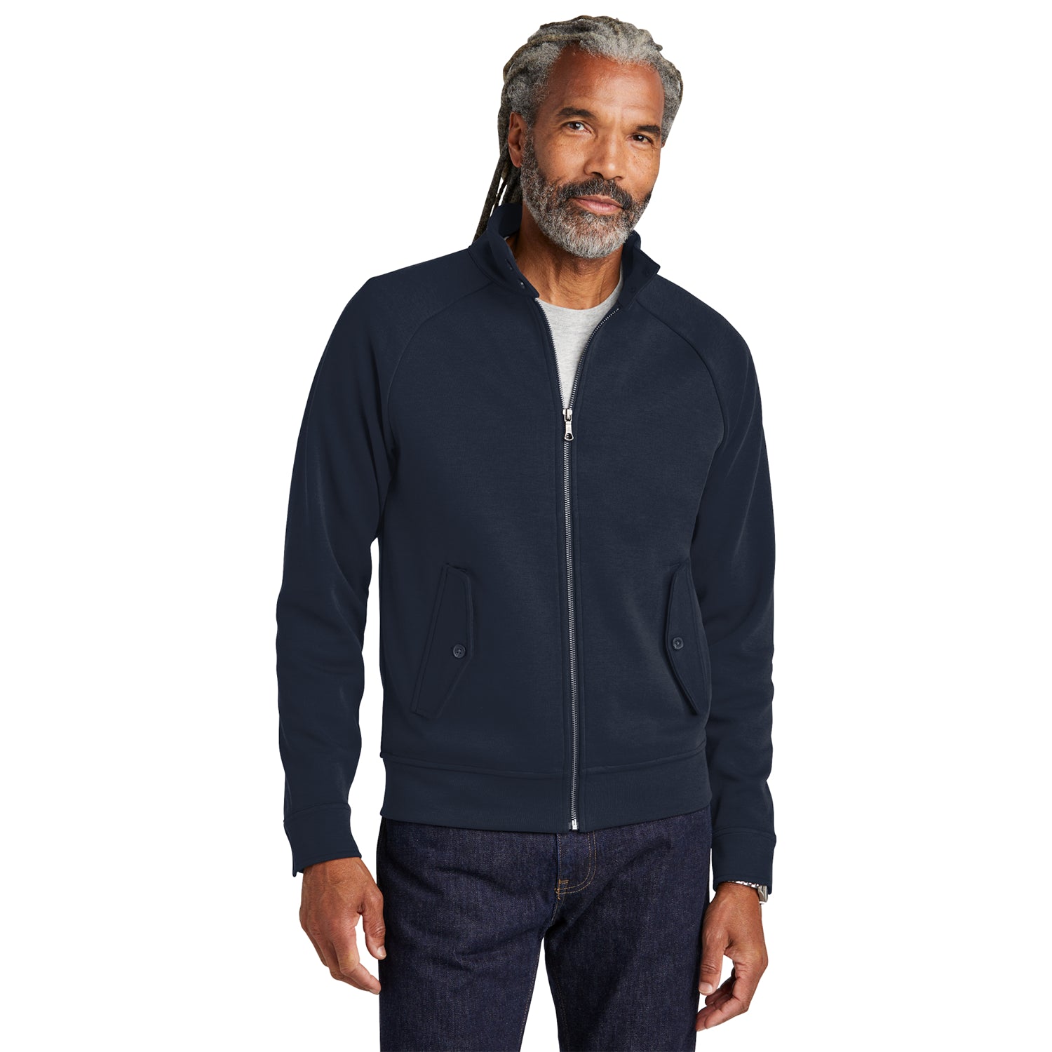 Brooks Brothers Double-Knit Full-Zip Embroidered - Night Navy Blue
