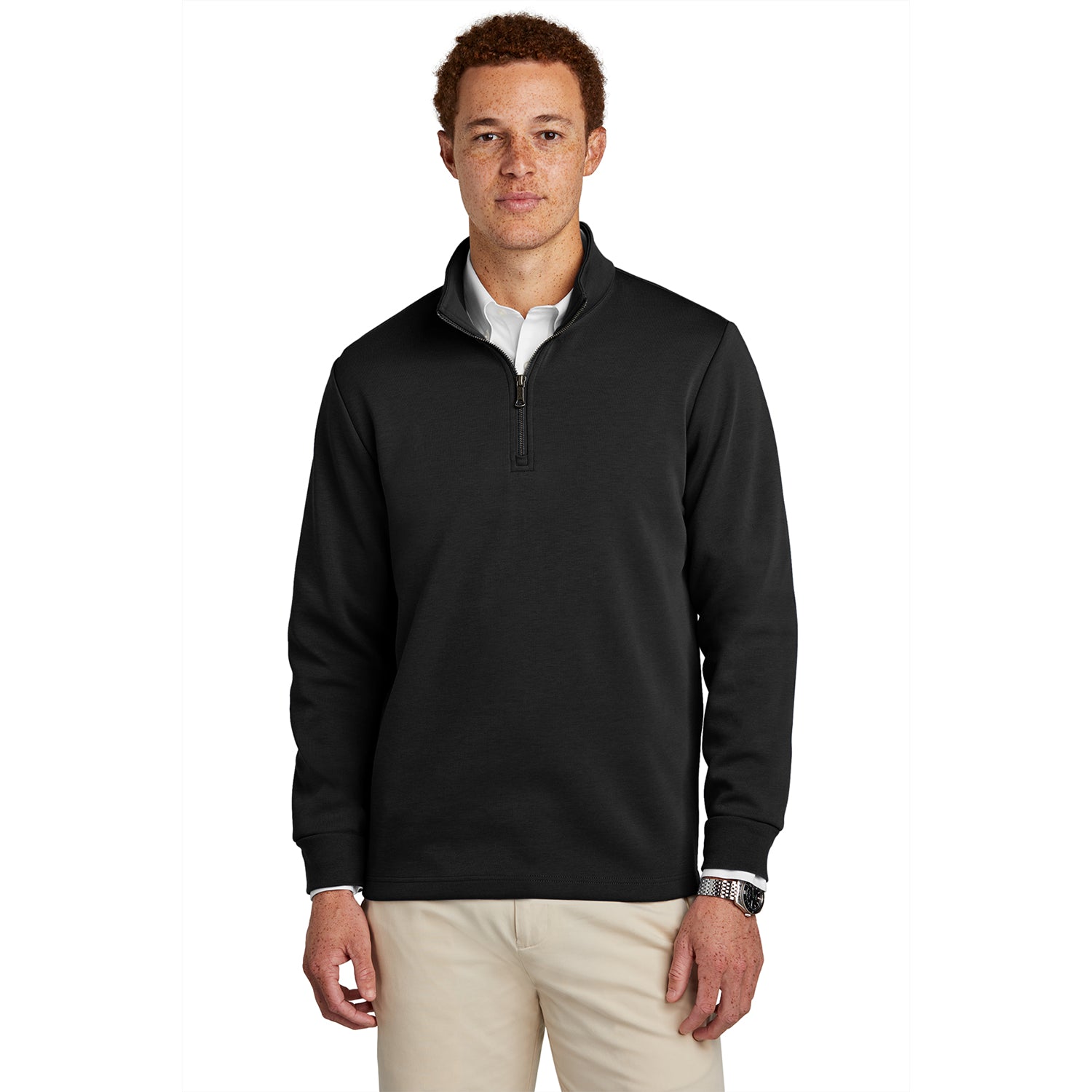Brooks Brothers Double-Knit 1/4-Zip Embroidered - Deep Black